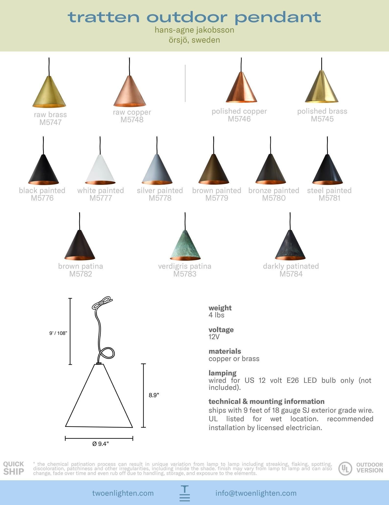 Hans-Agne Jakobsson Darkly Patinated 'Tratten' Outdoor Pendant For Sale 8