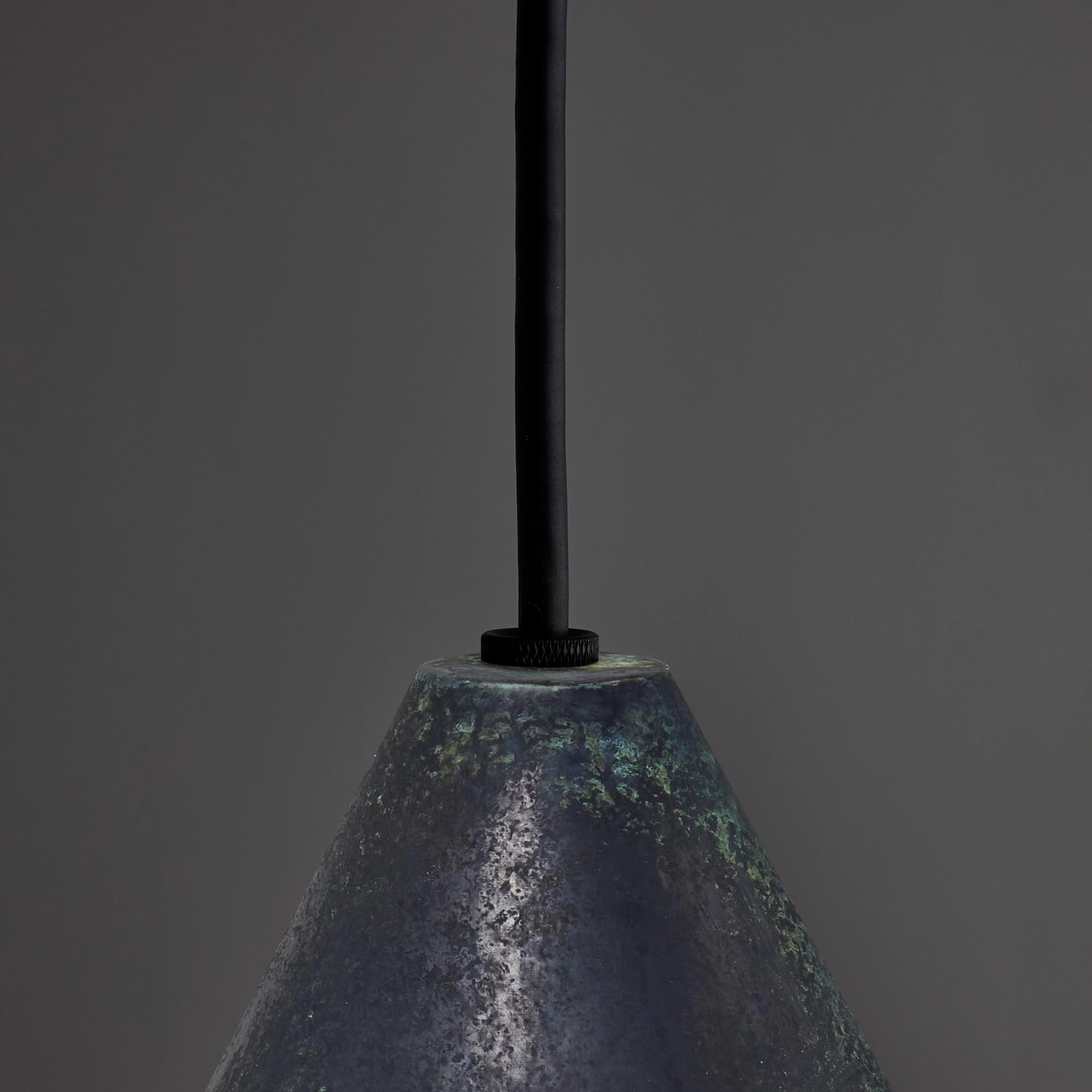 Swedish Hans-Agne Jakobsson Darkly Patinated 'Tratten' Outdoor Pendant For Sale