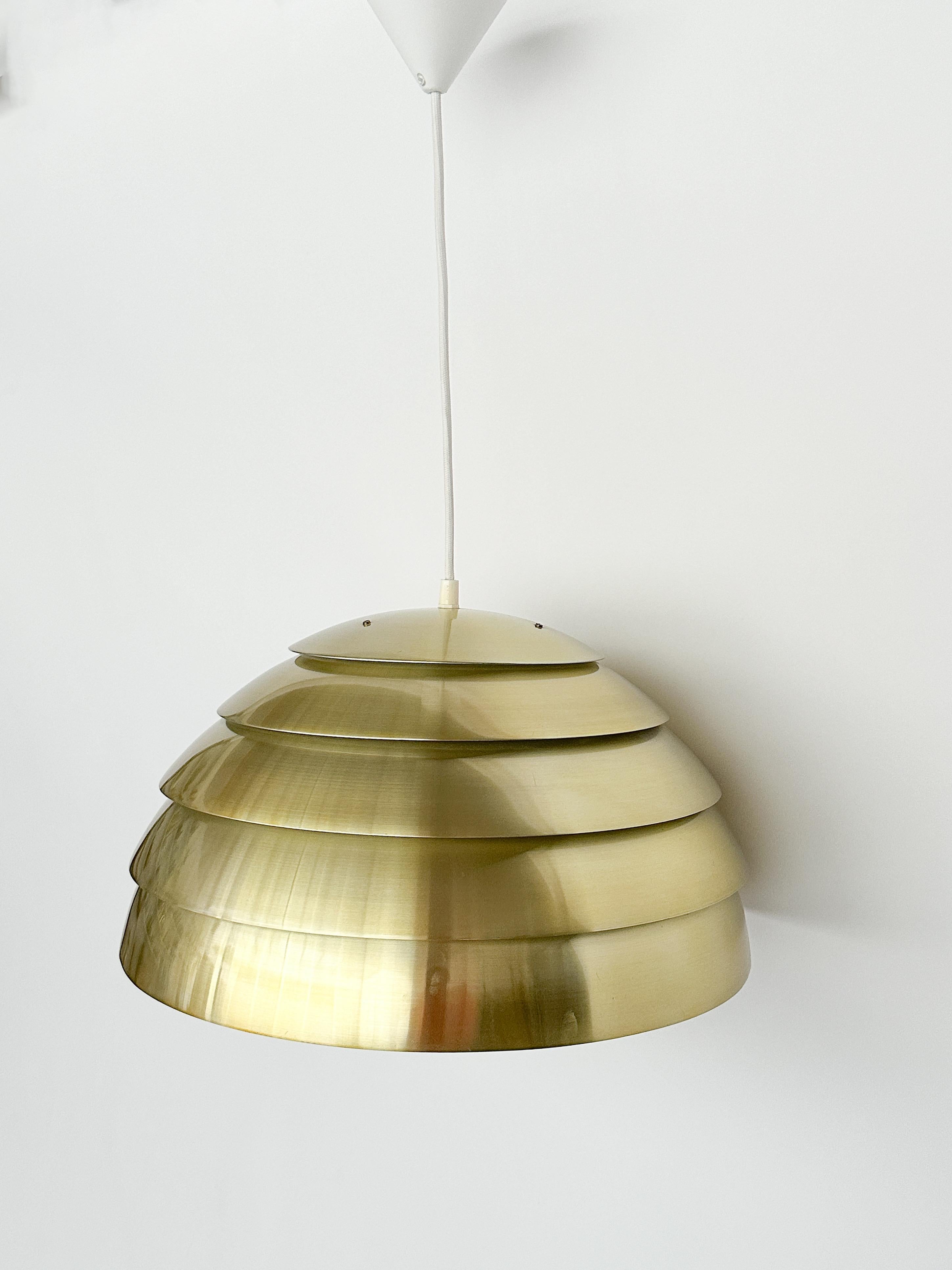 Swedish Hans-Agne Jakobsson Dome Pendant Lamp Brass Sweden 1970s For Sale