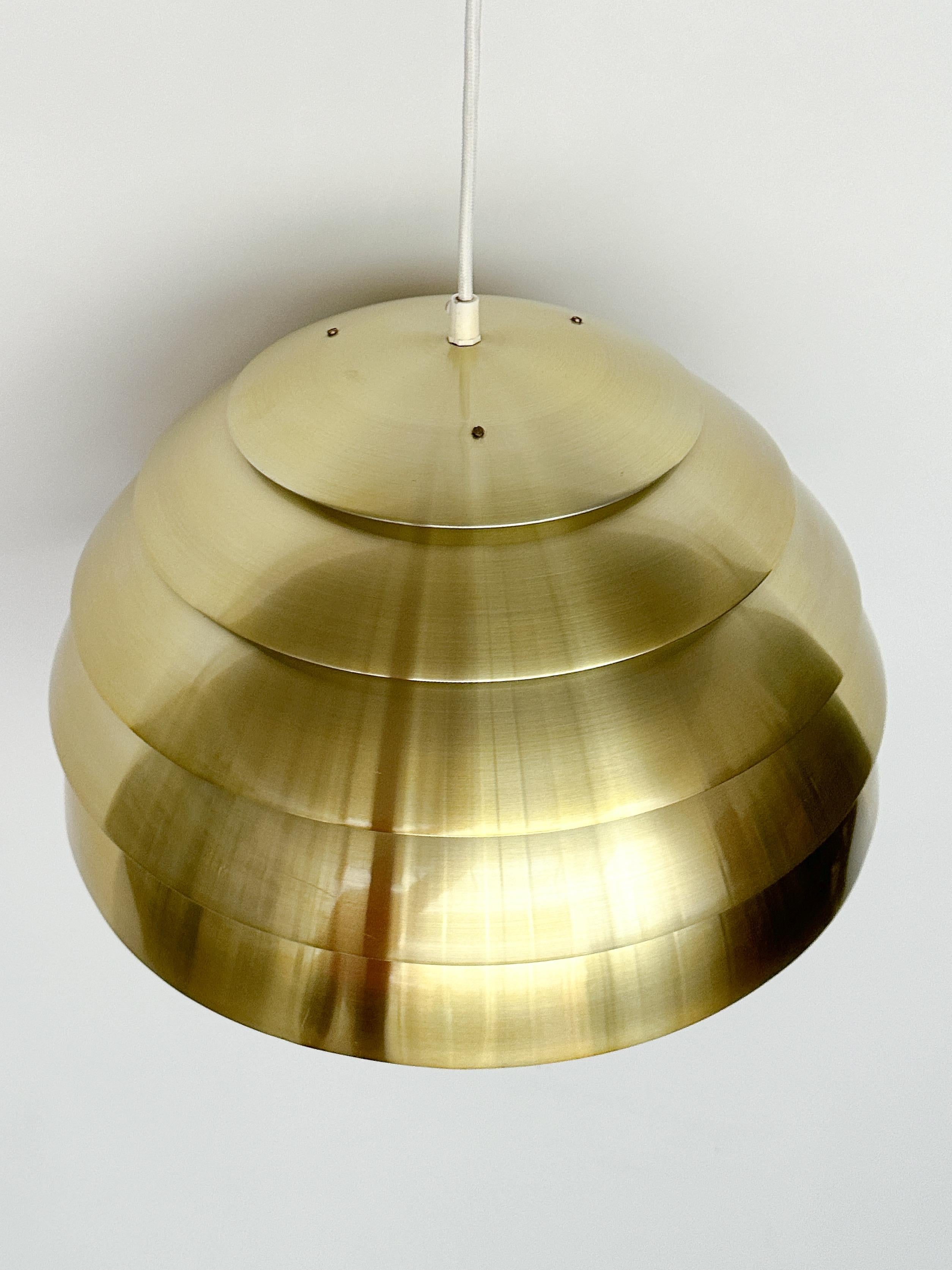 Brushed Hans-Agne Jakobsson Dome Pendant Lamp Brass Sweden 1970s For Sale