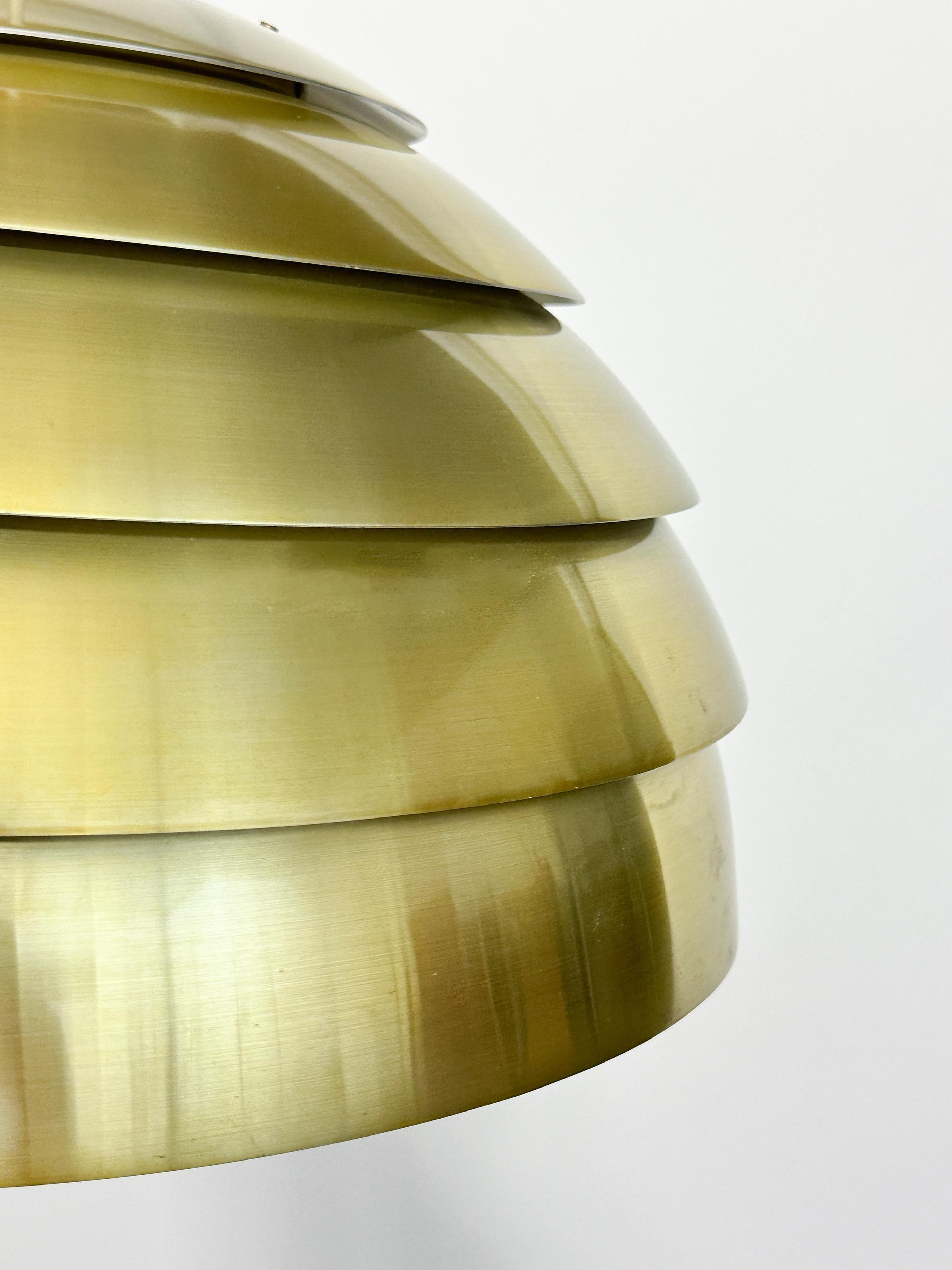 Aluminum Hans-Agne Jakobsson Dome Pendant Lamp Brass Sweden 1970s For Sale