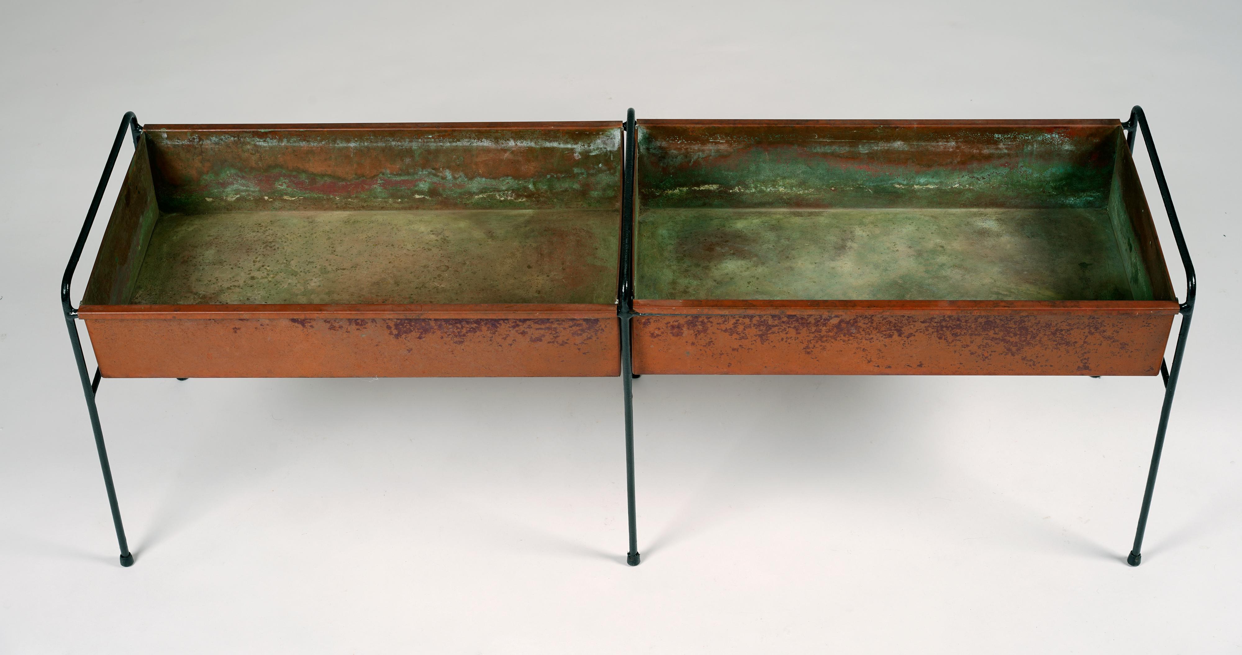 Table à fleurs à double section en cuivre Hans-Agne Jakobsson, années 1960 Bon état - En vente à Påarp, SE