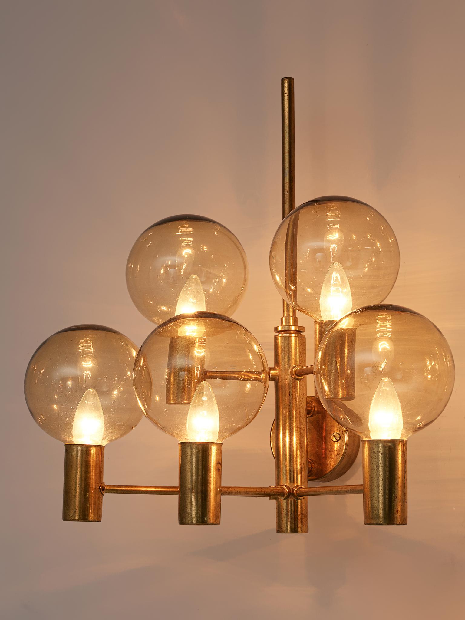 Scandinavian Modern Hans-Agne Jakobsson Five Armed Brass Wall Light