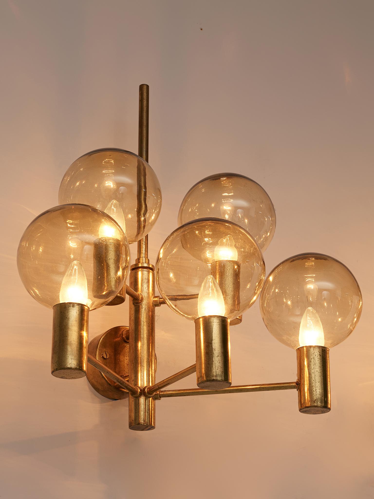 Swedish Hans-Agne Jakobsson Five Armed Brass Wall Light