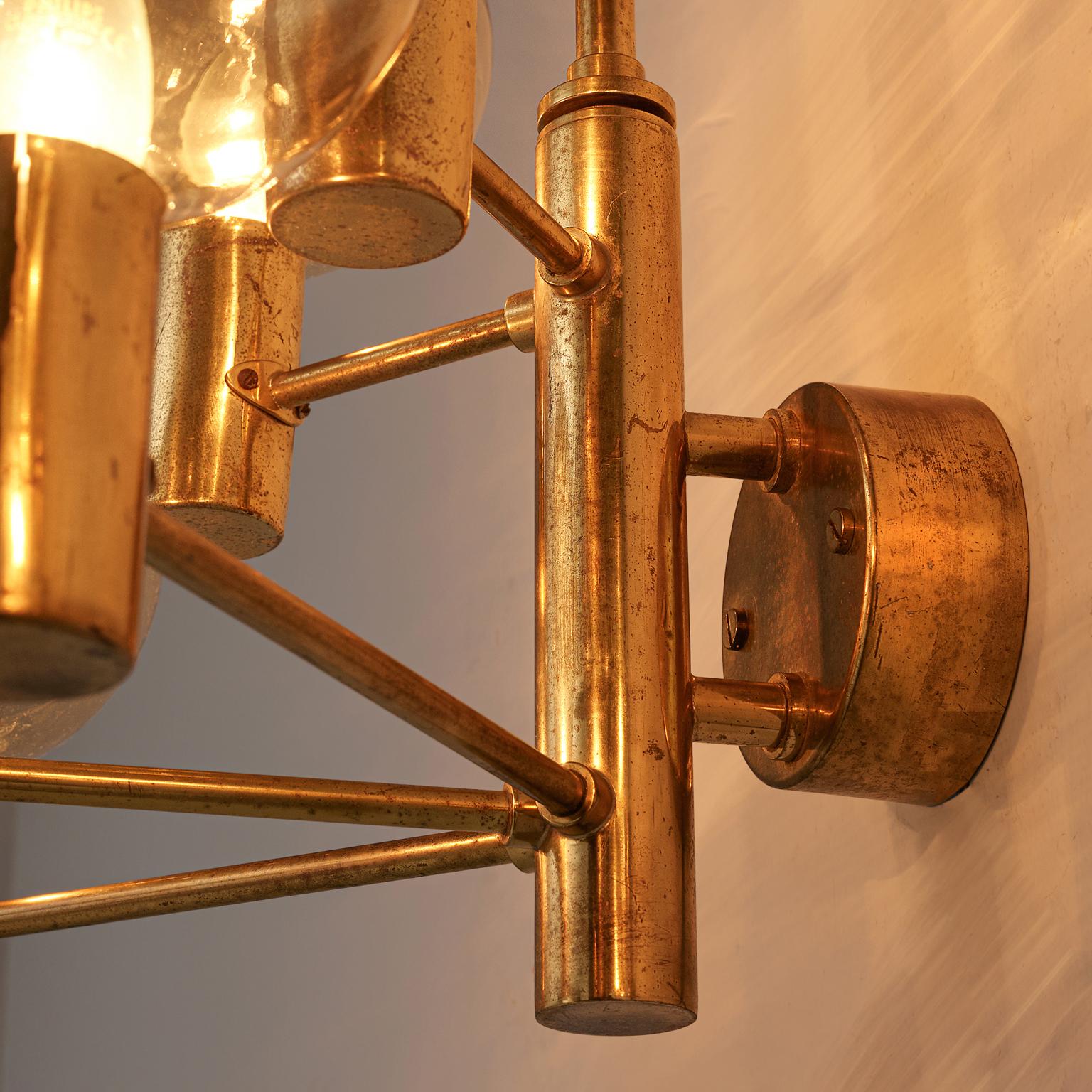 Hans-Agne Jakobsson Five Armed Brass Wall Light In Good Condition For Sale In Waalwijk, NL