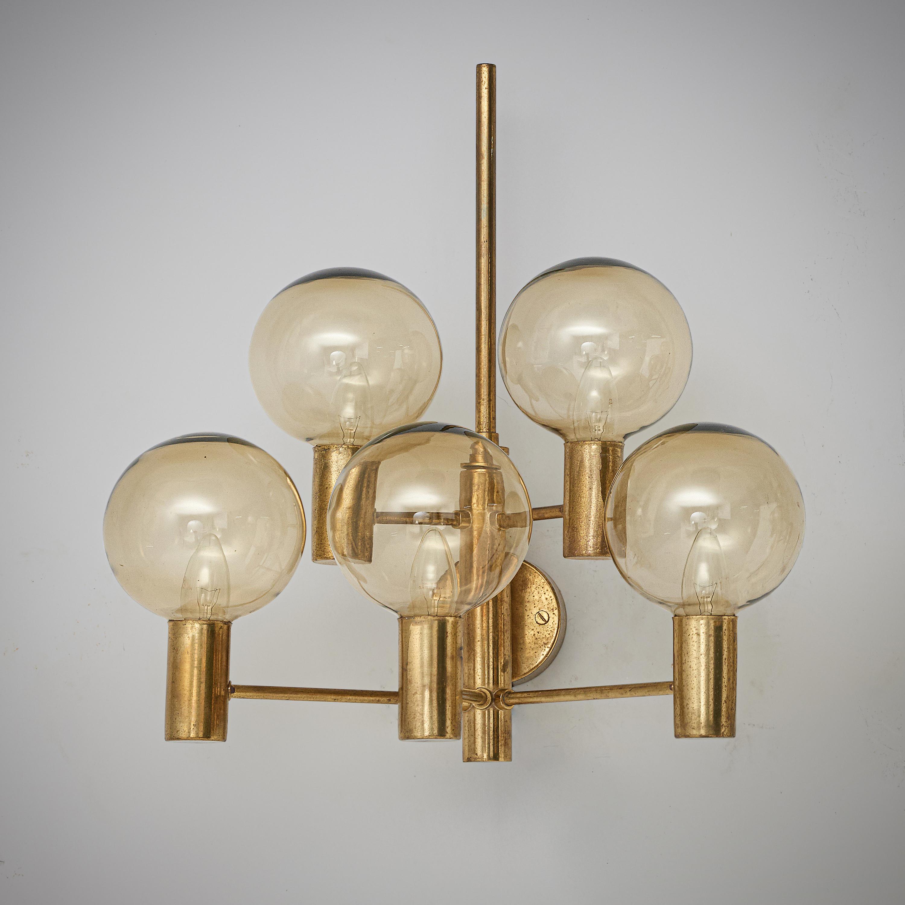 Hans-Agne Jakobsson Five Armed Brass Wall Light For Sale 1