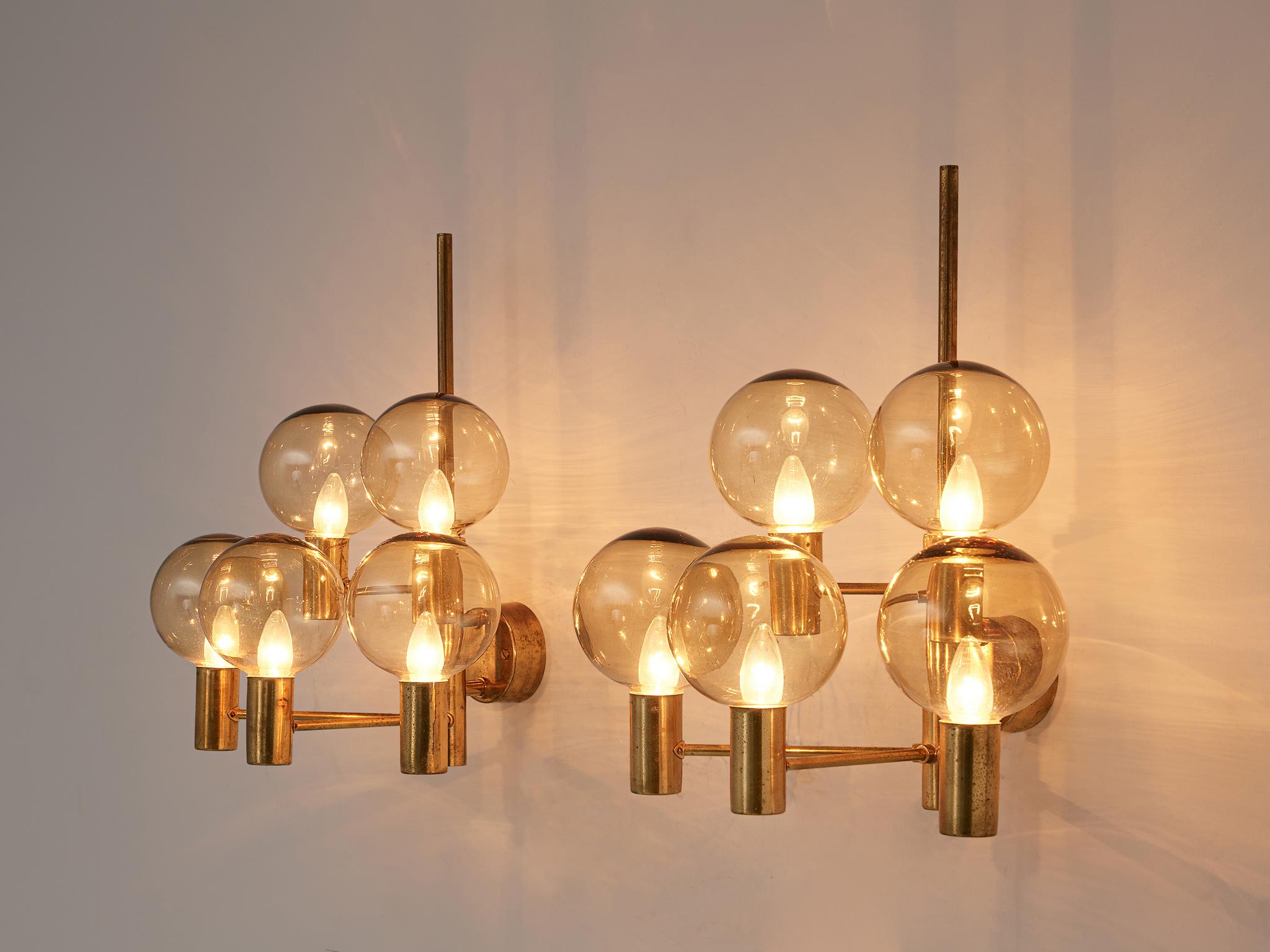 Scandinavian Modern Hans Agne Jakobsson Five Armed Brass Wall Lights