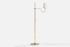 Hans-Agne Jakobsson, Floor Lamp, Brass, Fabric, Sweden, 1970s
