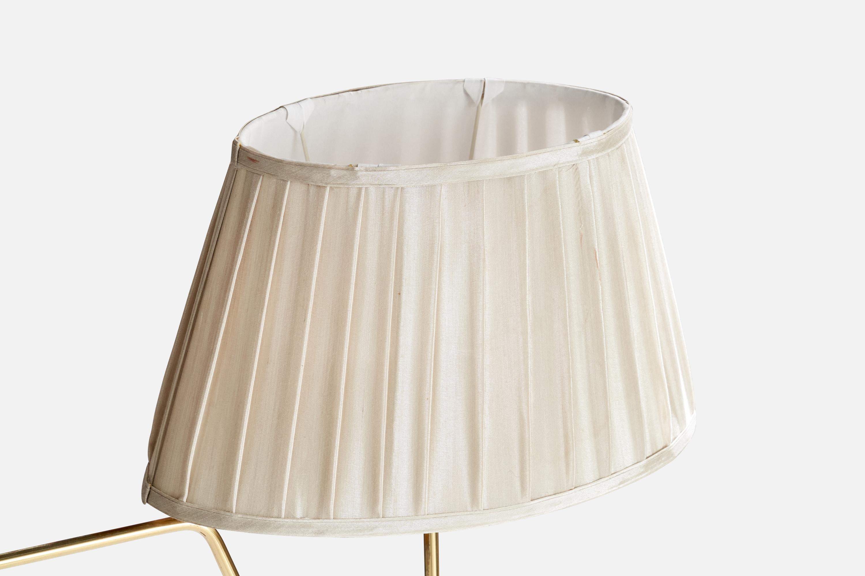 Fin du 20e siècle Lampadaire Hans-Agne Jakobsson, laiton, tissu, Suède, 1970 en vente