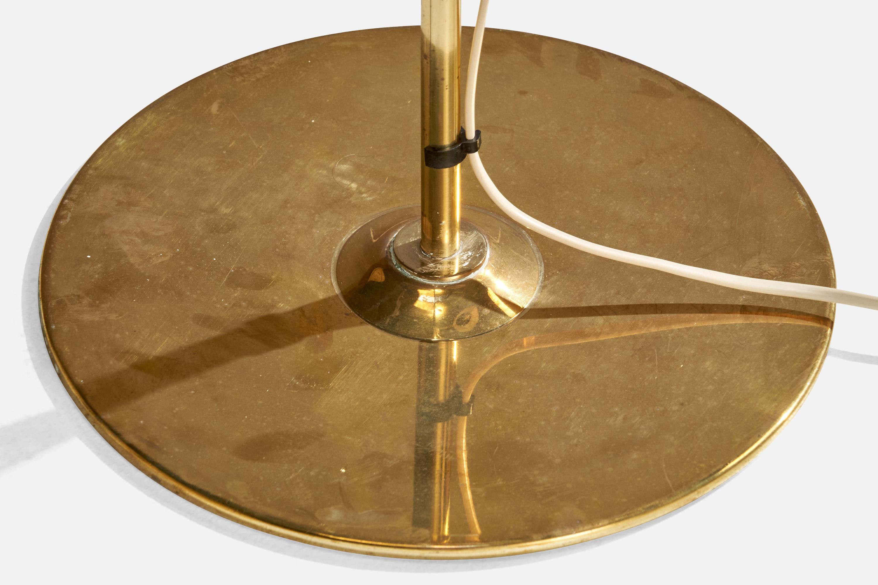Lampadaire Hans-Agne Jakobsson, laiton, tissu, Suède, 1970 en vente 1