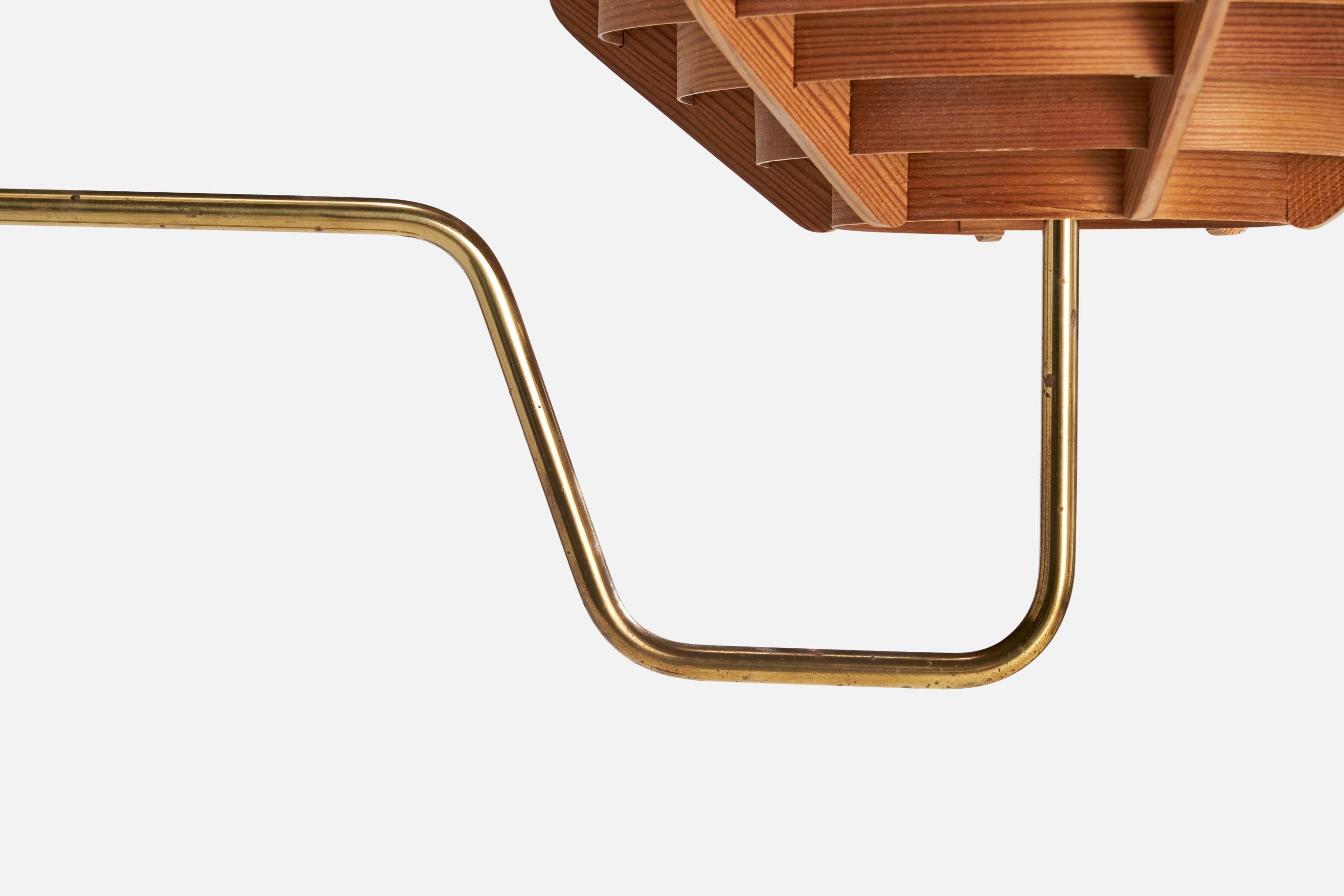 Fin du 20e siècle Lampadaire Hans-Agne Jakobsson, laiton, pin, Suède, 1970 en vente