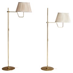 Hans-Agne Jakobsson, Floor Lamps, Brass, Fabric, Sweden, 1970s