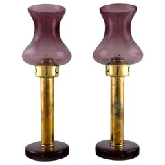 Hans-Agne Jakobsson for A/B Markaryd, a Pair of Tall Vintage Oil Lamps in Brass