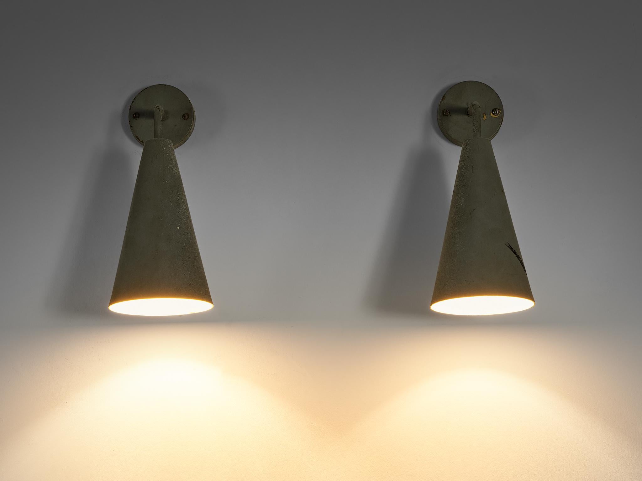 Mid-20th Century Hans Agne Jakobsson for Åhus Grey Lacquered Wall Lights 