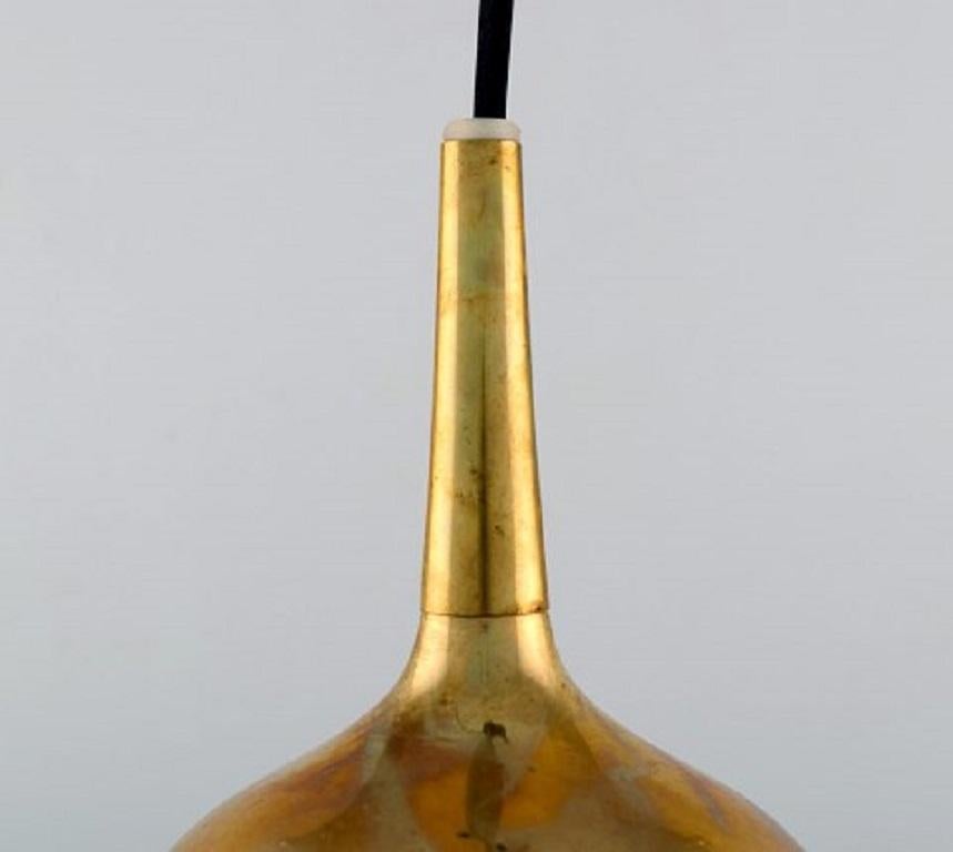 Scandinavian Modern Hans Agne Jakobsson for Markaryd, a Pair of Onion Shaped Ceiling Lamps in Brass
