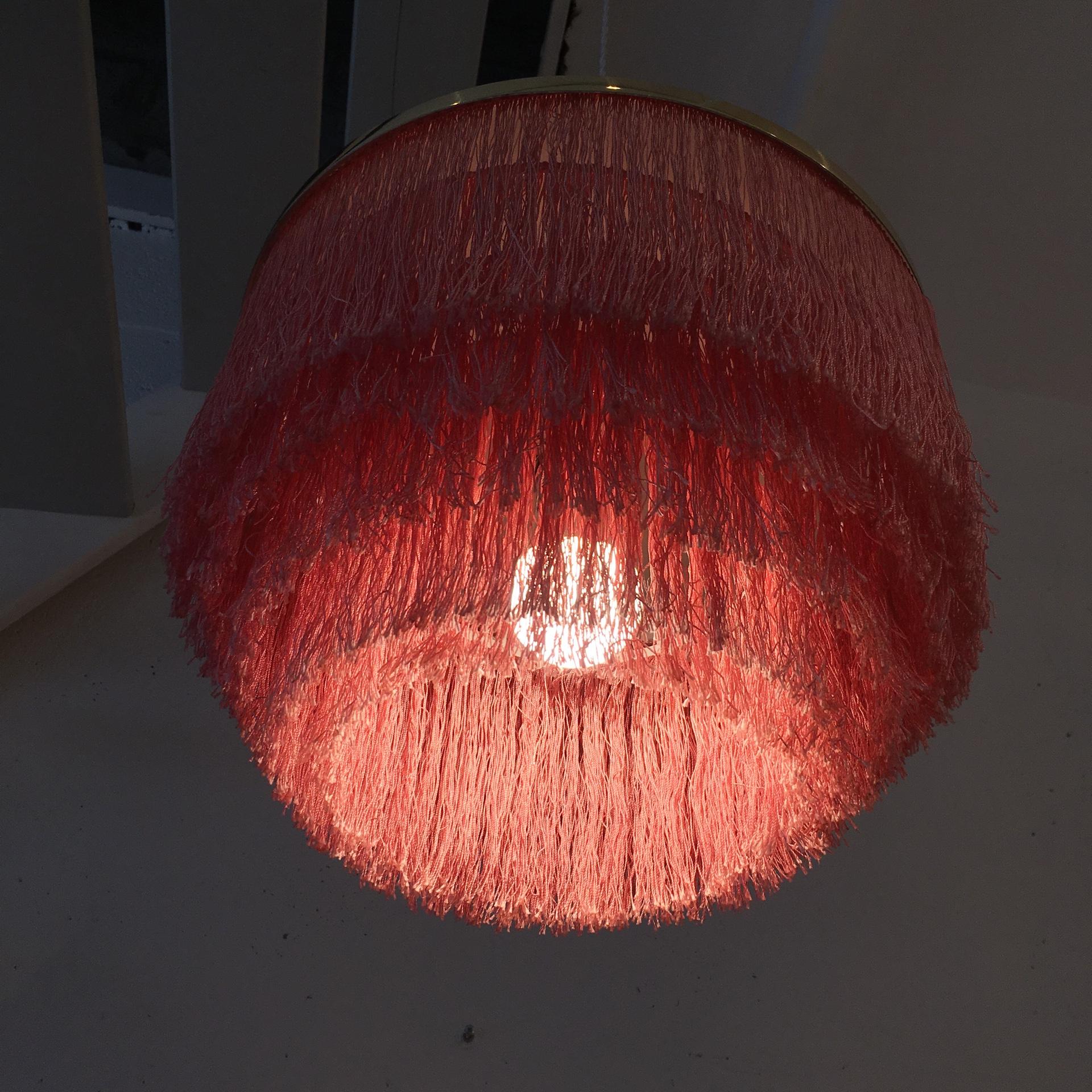 pink fringe pendant light
