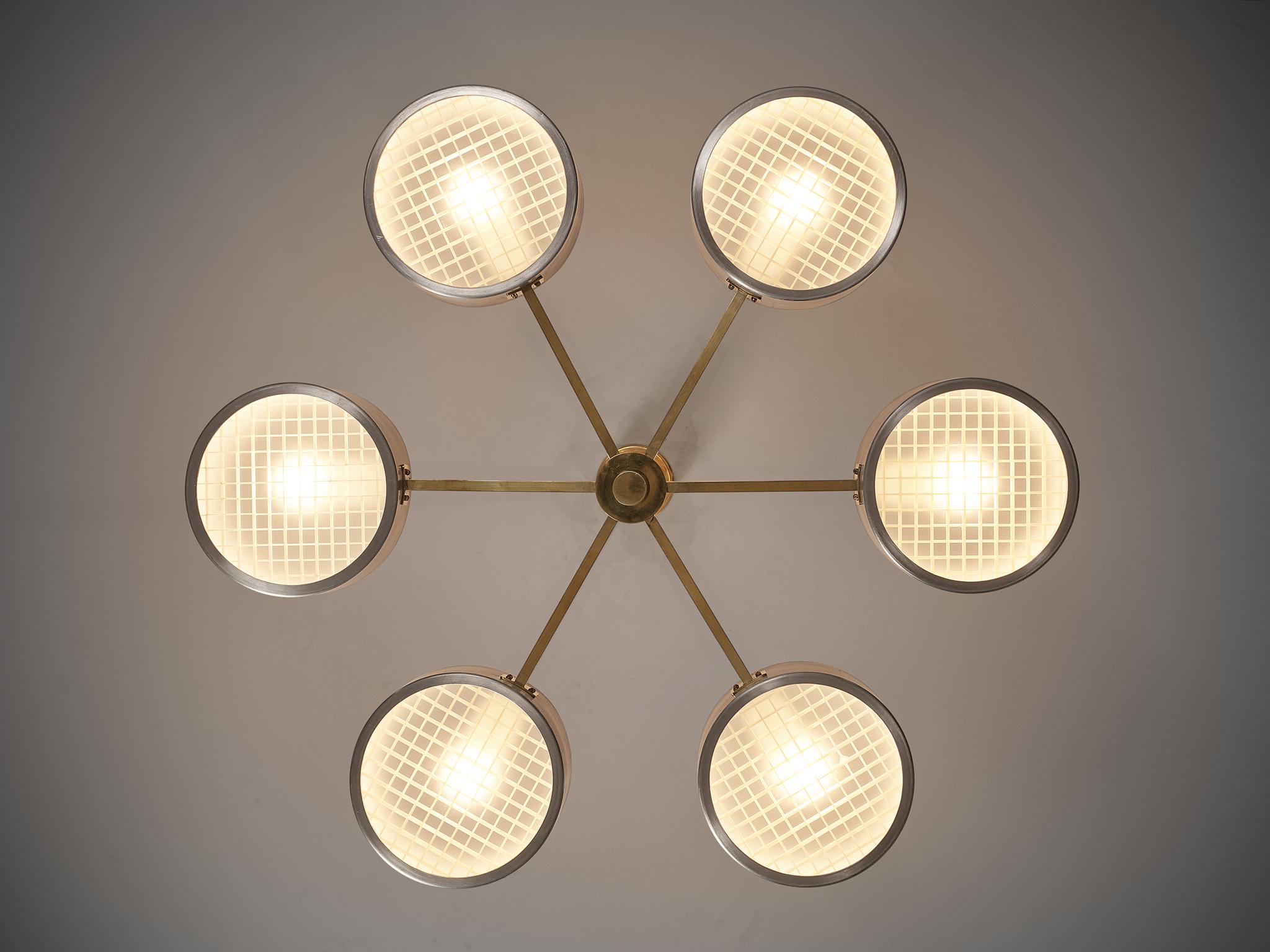 Mid-20th Century Hans-Agne Jakobsson for Markaryd Round Chandelier in Brass