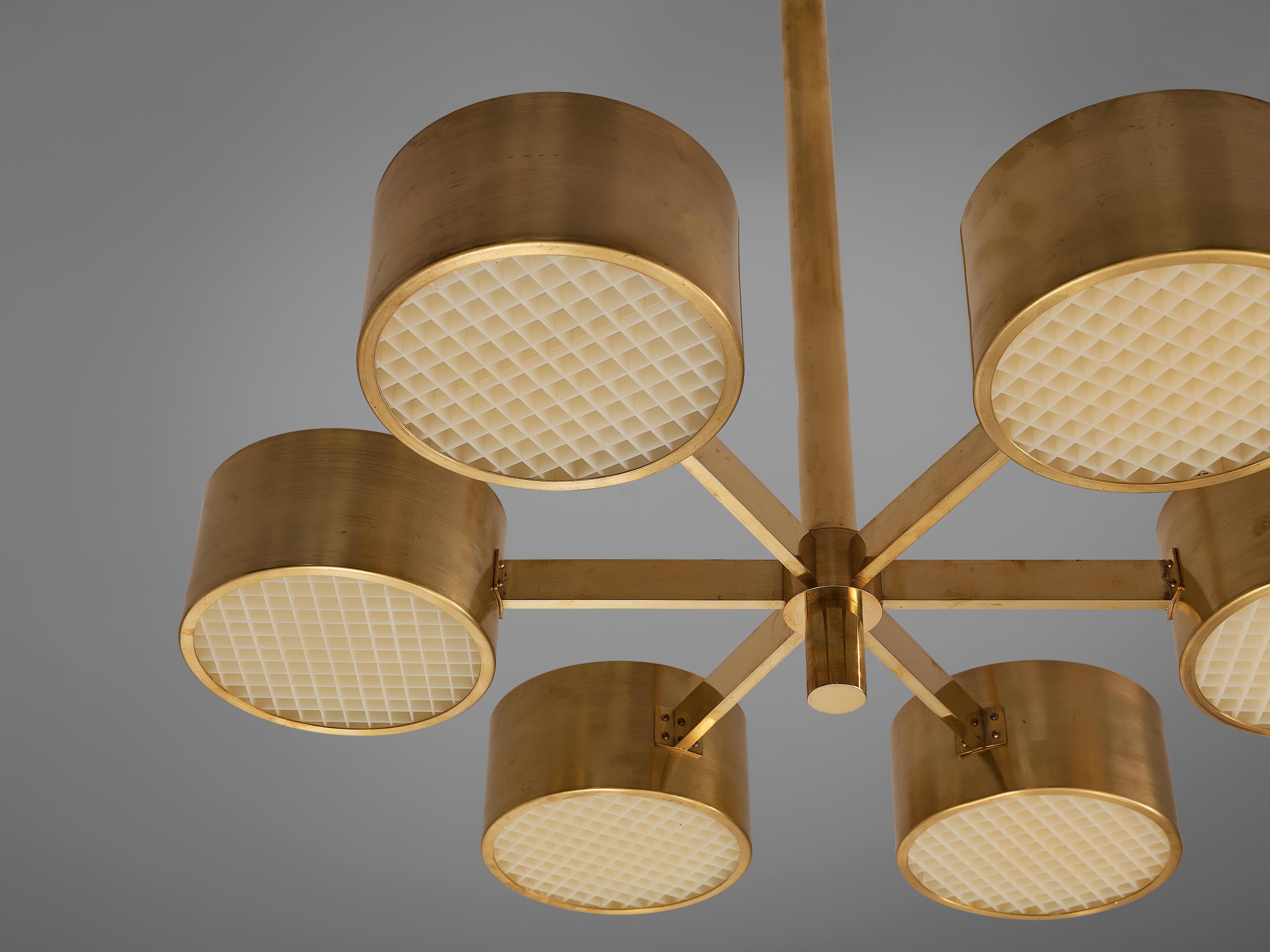 Hans-Agne Jakobsson for Markaryd Round Chandelier in Brass 1