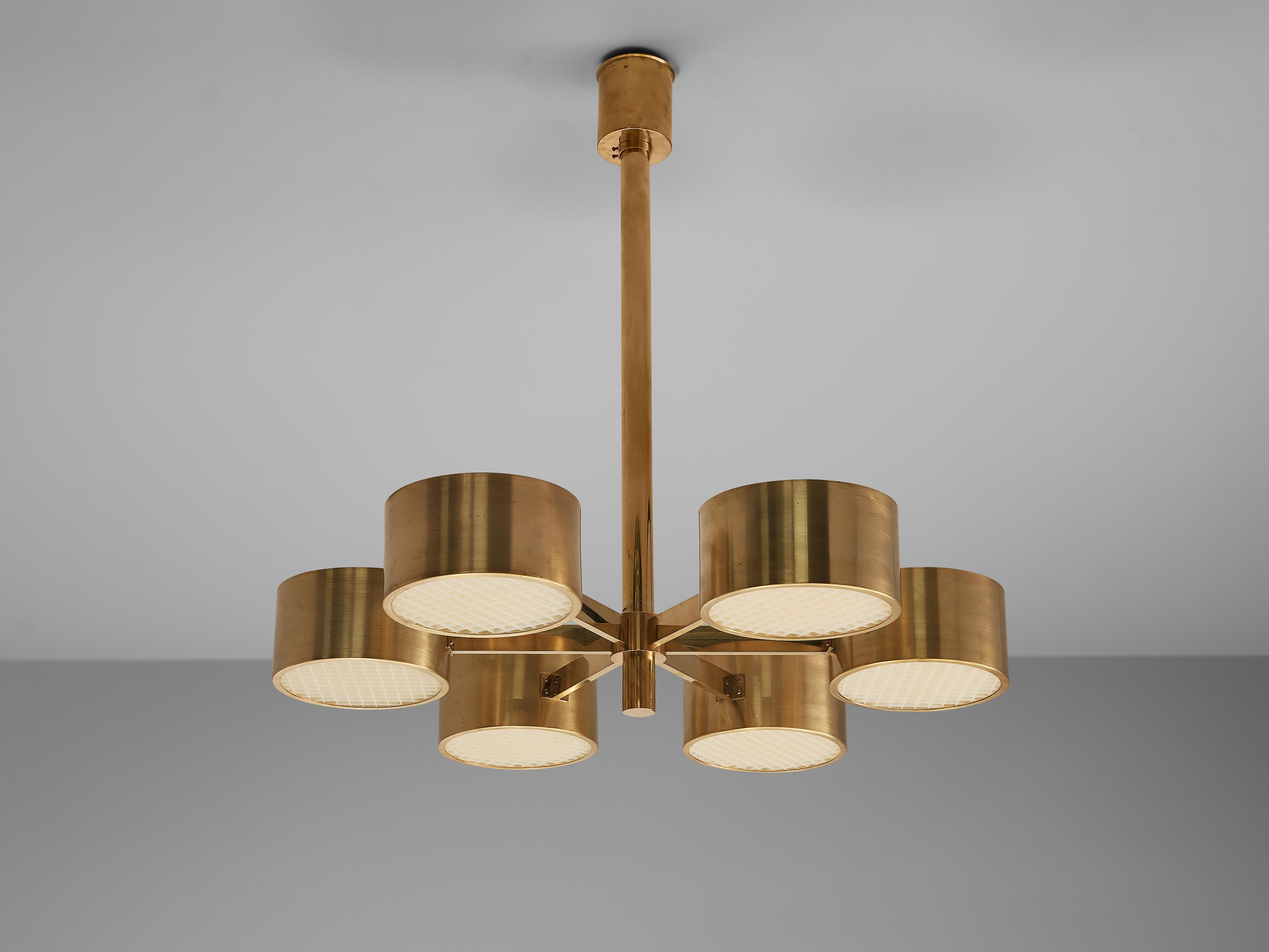 Hans-Agne Jakobsson for Markaryd Round Chandelier in Brass 2