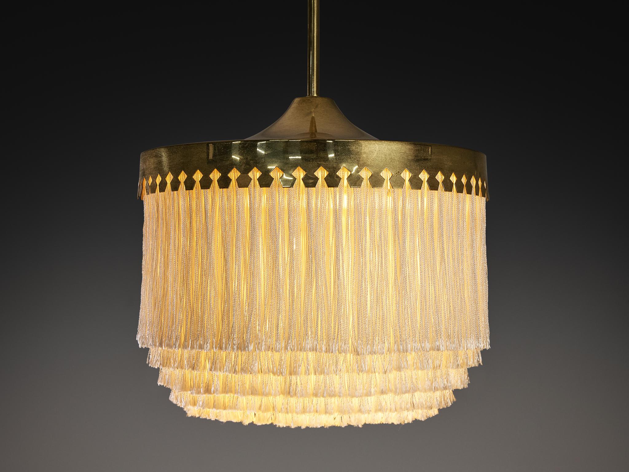 Hans-Agne Jakobsson 'Fringe' Pendant in Silk and Brass Escandinavo moderno en venta
