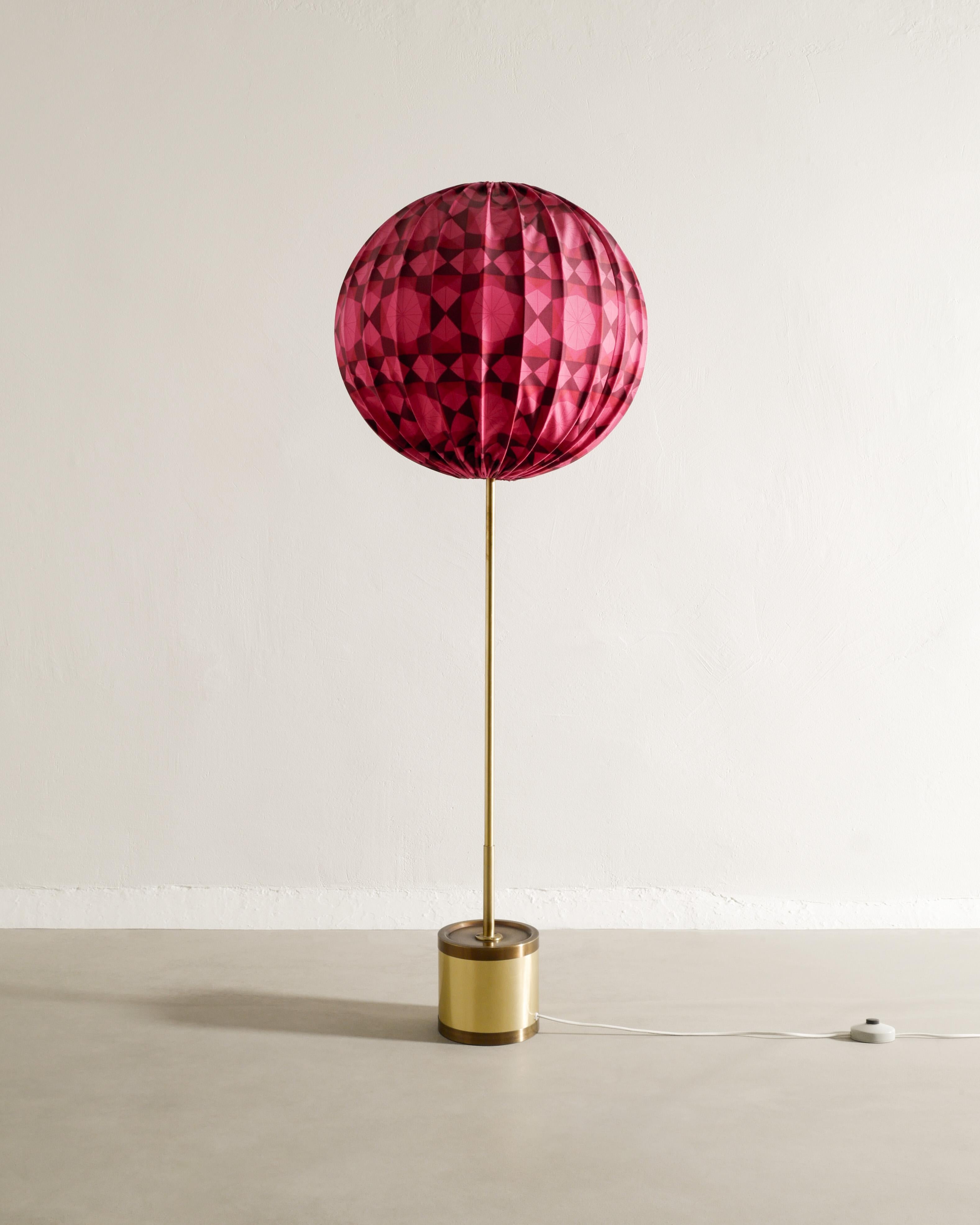 Hans-Agne Jakobsson G-123 Floor Lamp in Brass & Fabric Produced in Sweden, 1950s For Sale 6