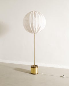 Hans-Agne Jakobsson G-123 Floor Lamp in Brass & Fabric Produced in Sweden, 1950s