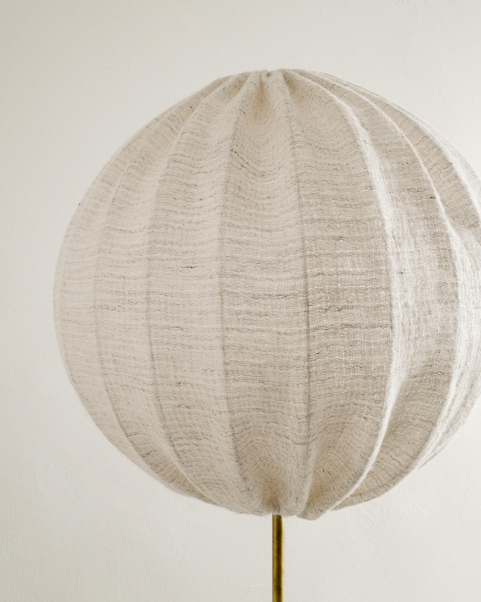 Swedish Hans-Agne Jakobsson G-123 Floor Lamp in Brass & Fabric Produced in Sweden, 1950s For Sale
