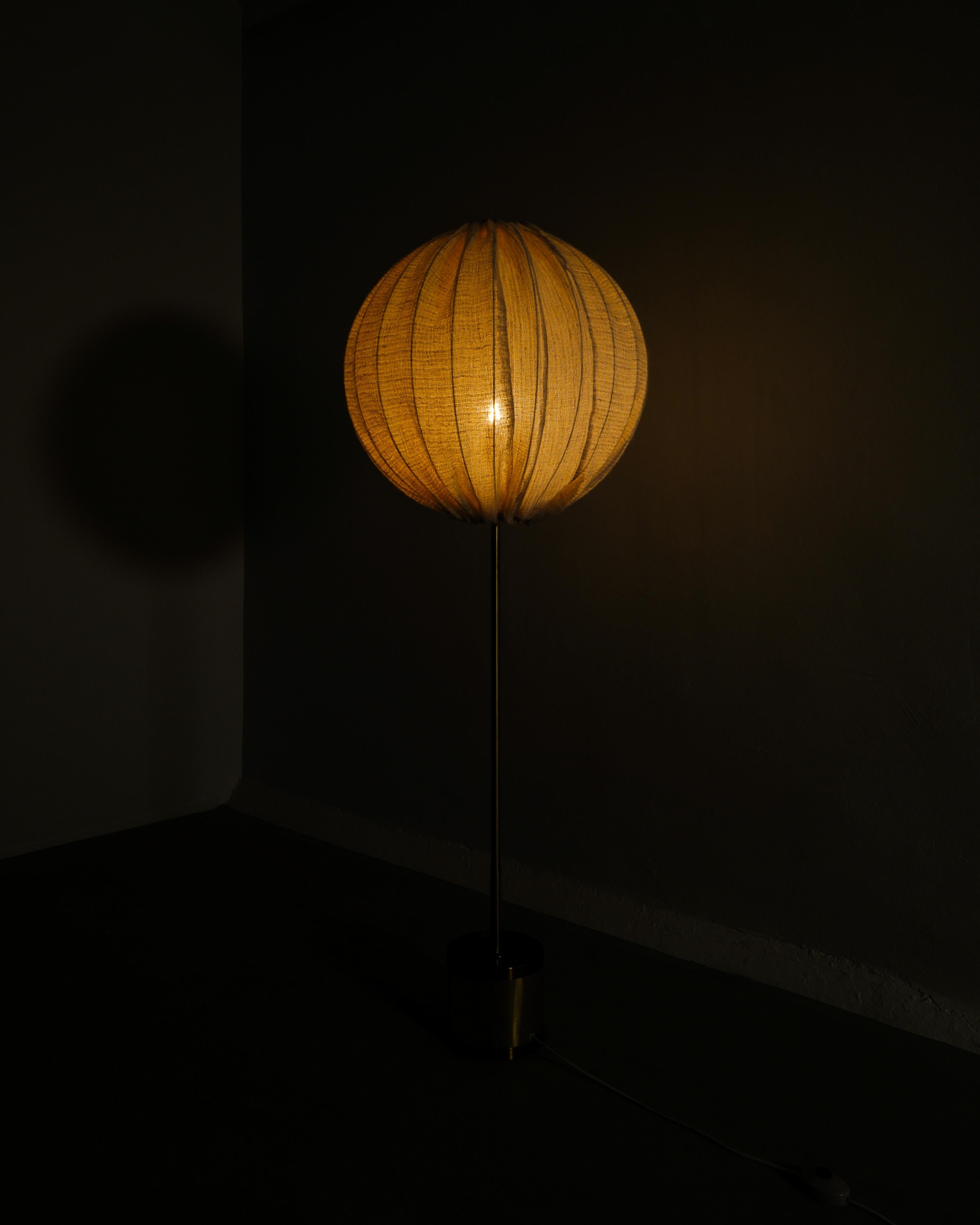 Hans-Agne Jakobsson G-123 Floor Lamp in Brass & Fabric Produced in Sweden, 1950s For Sale 2
