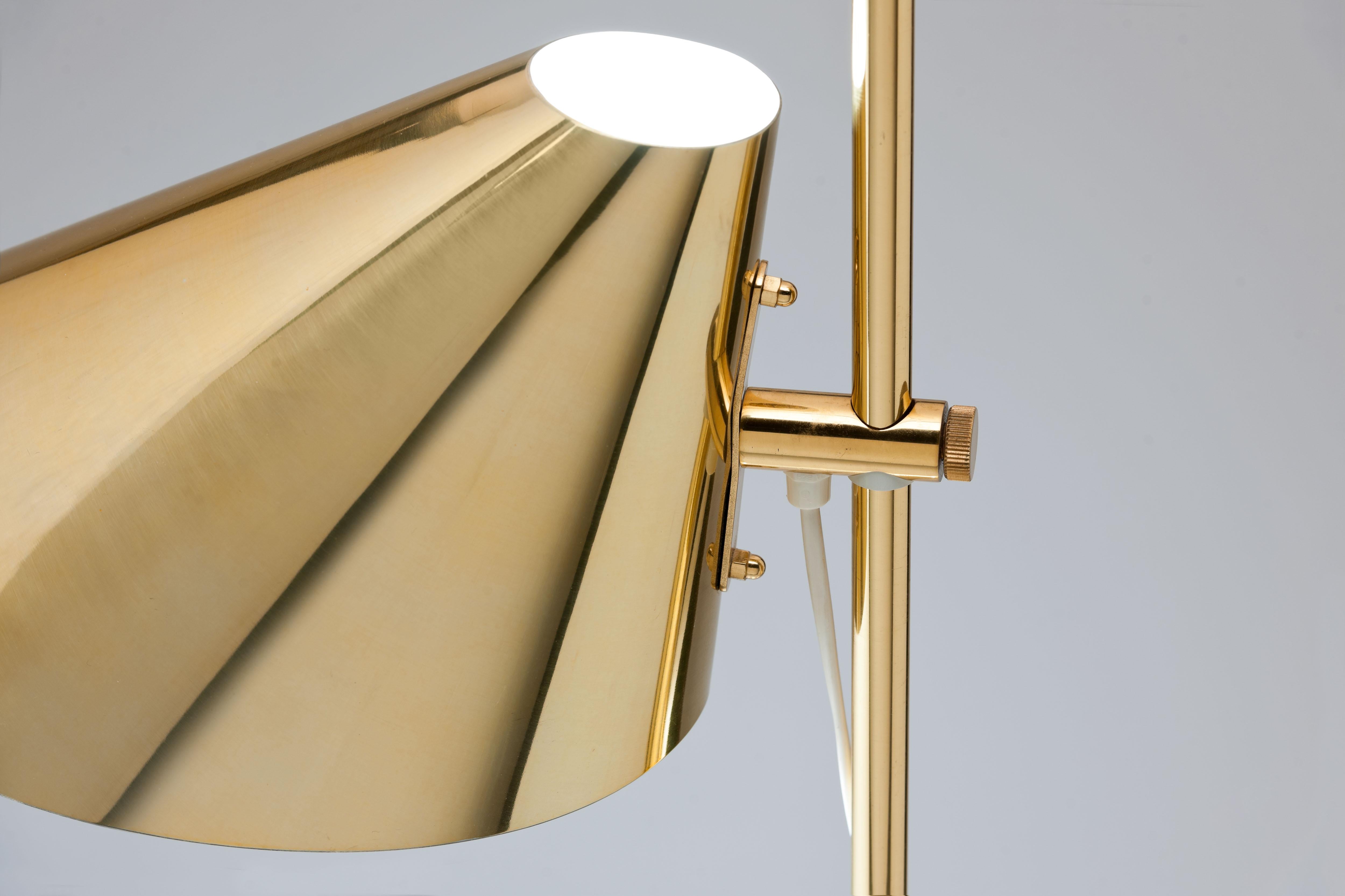 Brass Hans Agne Jakobsson G185 Cone Shape Floor Lamp by Markaryd Sweden