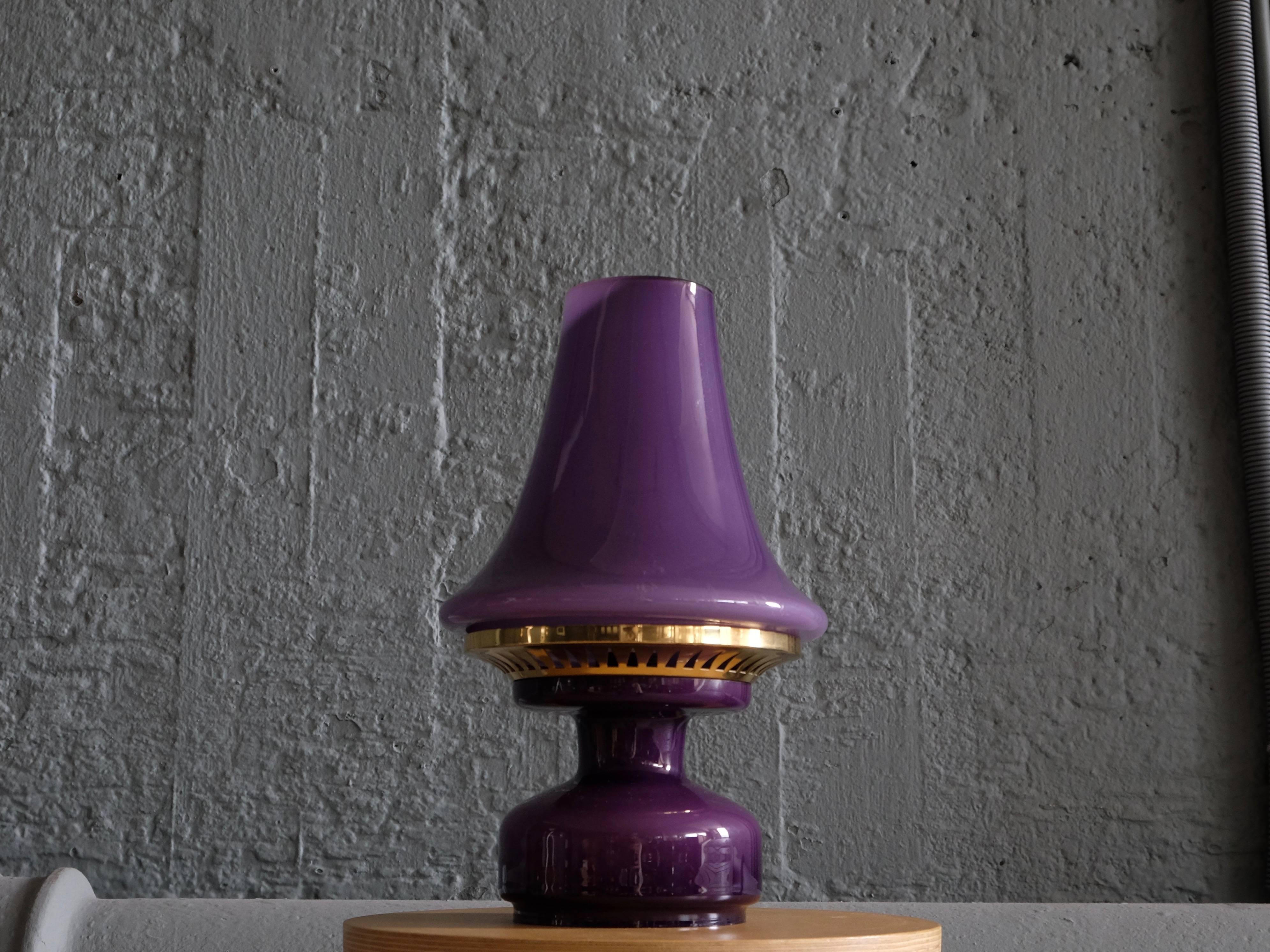 Swedish Hans-Agne Jakobsson Glass and Brass Table Lamp, 1960s For Sale