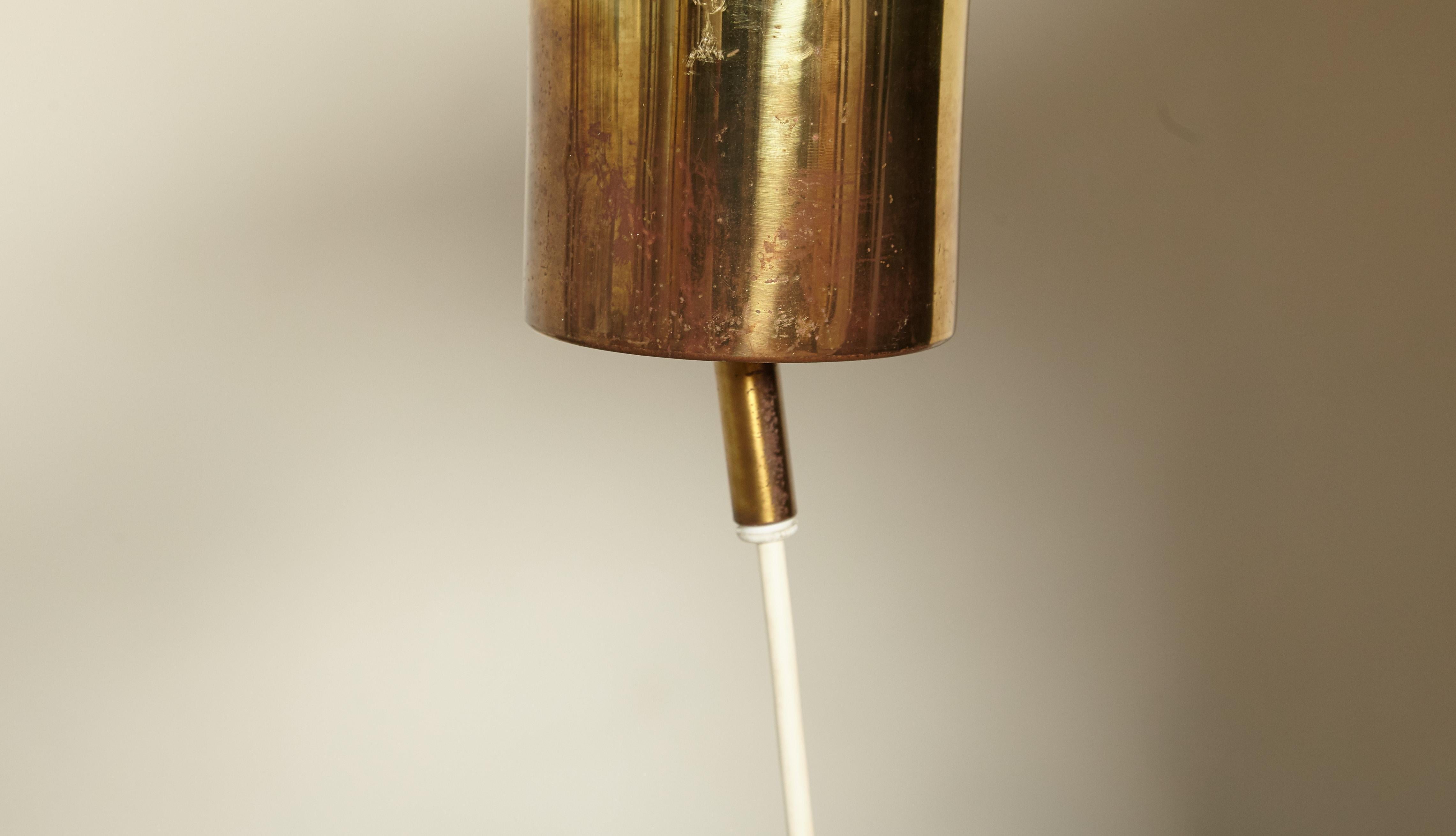 Mid-Century Modern Hans-Agne Jakobsson Green and Brass Fringe Ceiling / Pendant Lamp, Sweden, 1960s