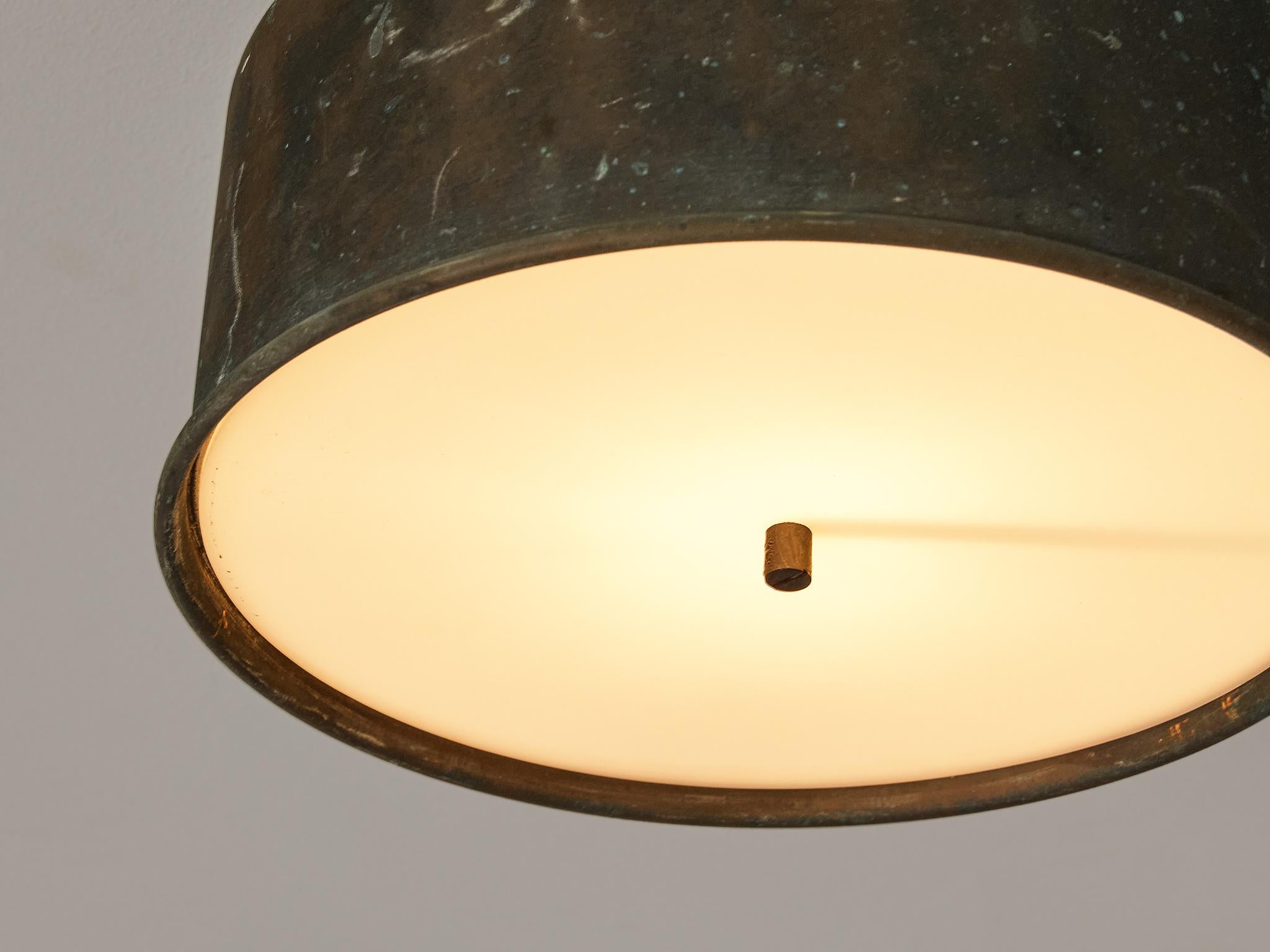 Mid-Century Modern Hans-Agne Jakobsson Green Patinated Copper Ceiling Lamp