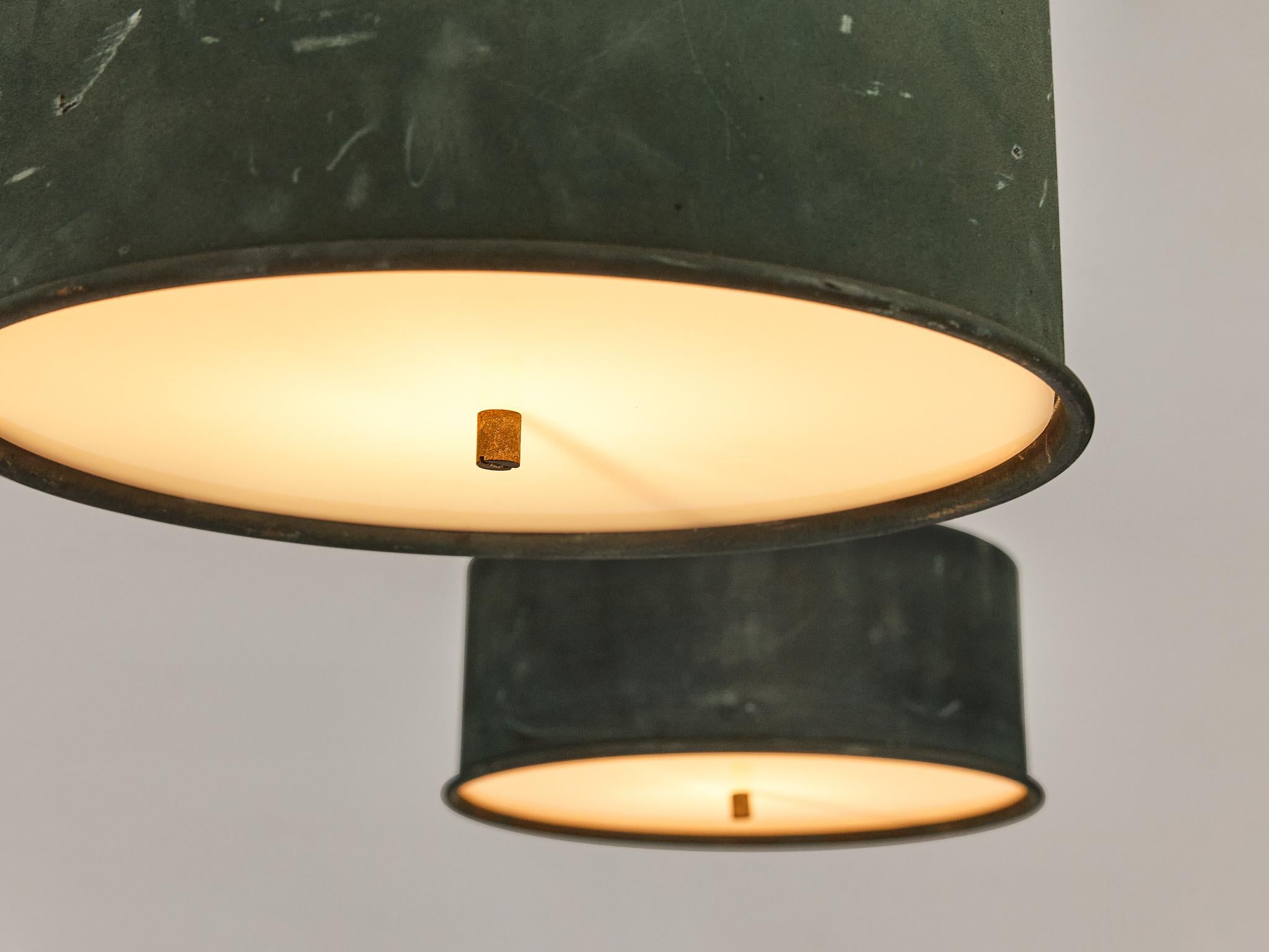Swedish Hans-Agne Jakobsson Green Patinated Copper Ceiling Lamps