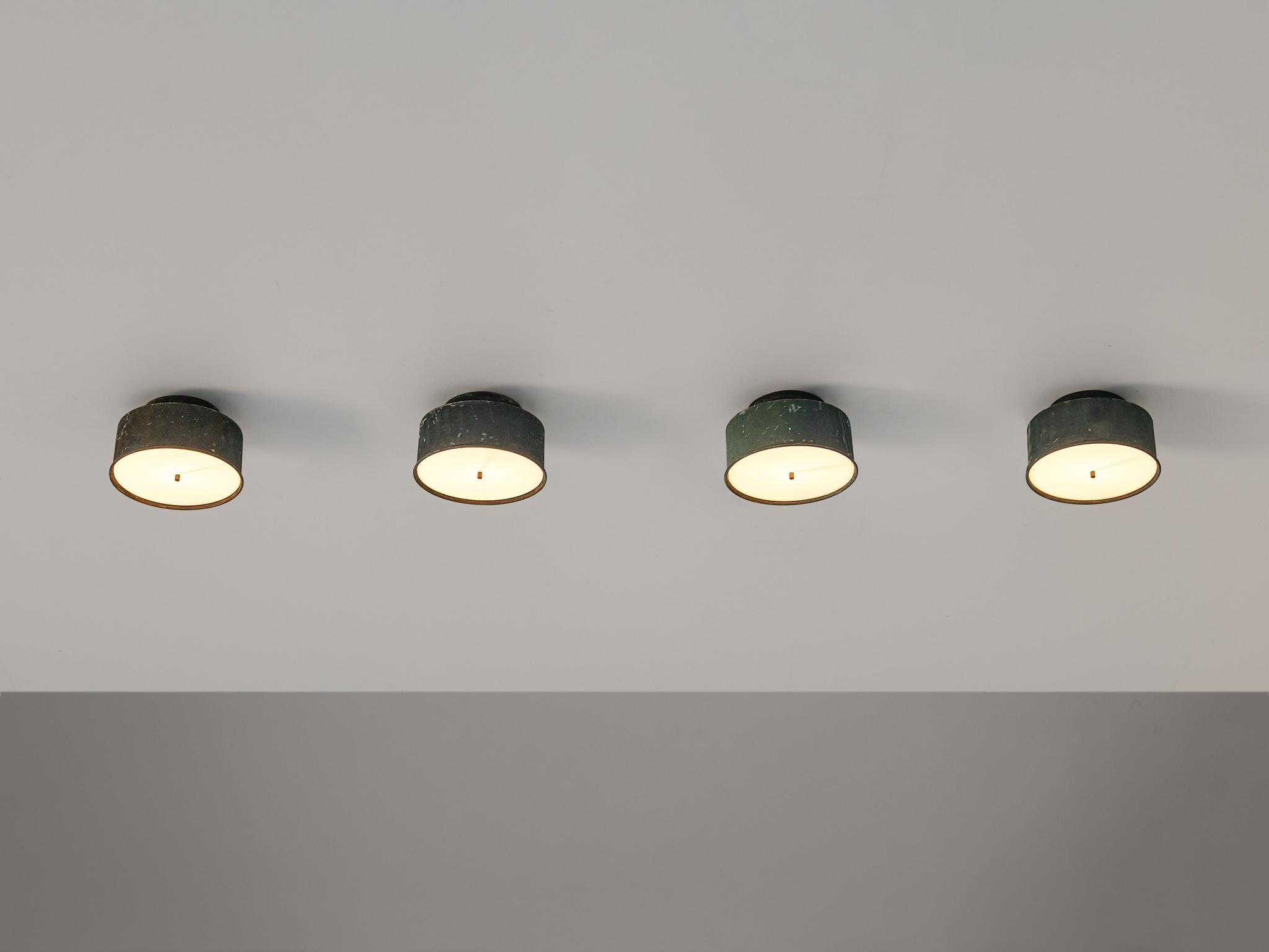 Mid-20th Century Hans-Agne Jakobsson Green Patinated Copper Ceiling Lamps
