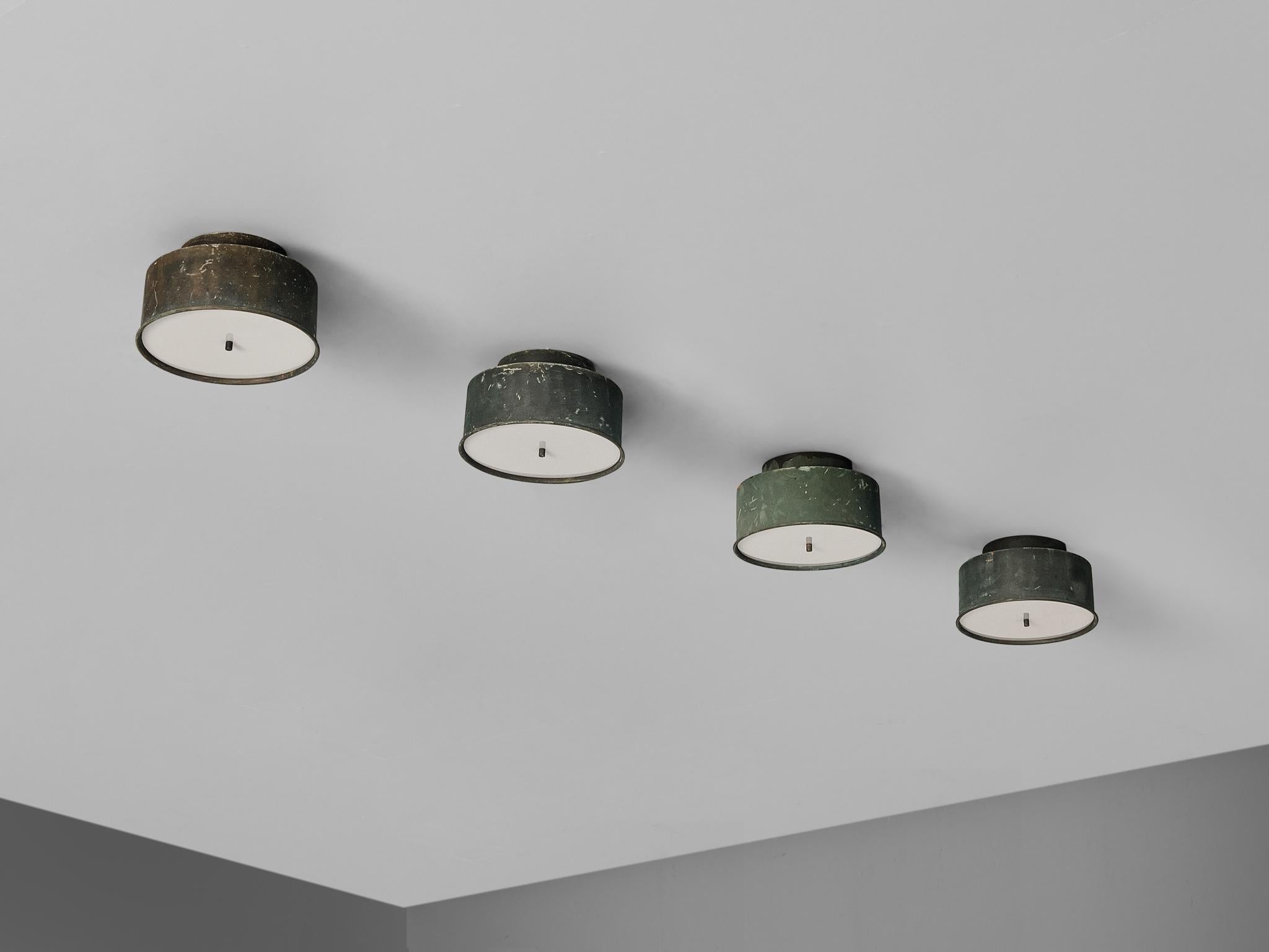 Hans-Agne Jakobsson Green Patinated Copper Ceiling Lamps 3