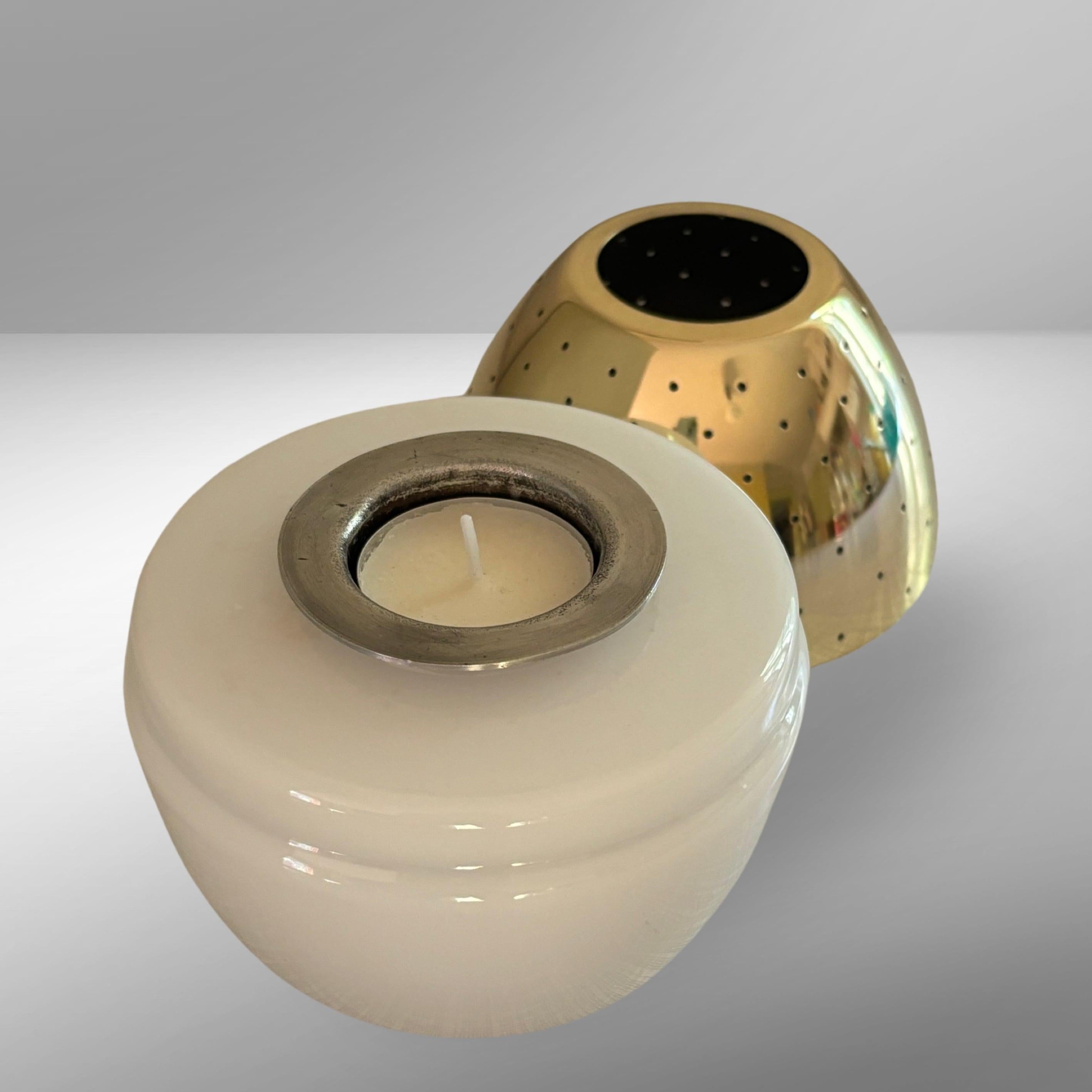 Brass Hans-Agne Jakobsson lantern L163, candle tealight, glass and brass, Sweden, 1960 For Sale