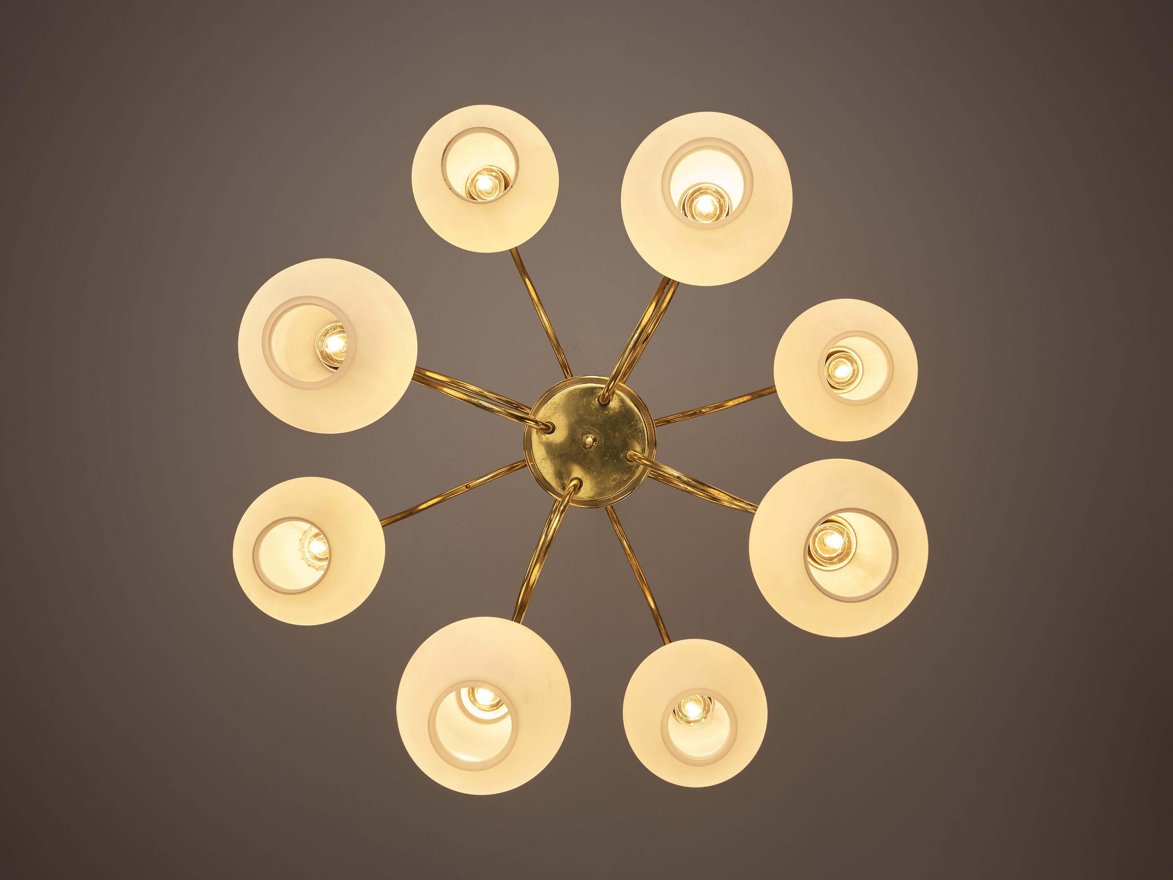 Hans-Agne Jakobsson Large Chandelier in Brass and Glass 4