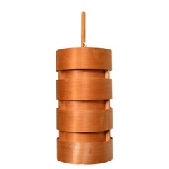 Hans-Agne Jakobsson, grande lampe suspendue, placage de pin, Suède, années 1960