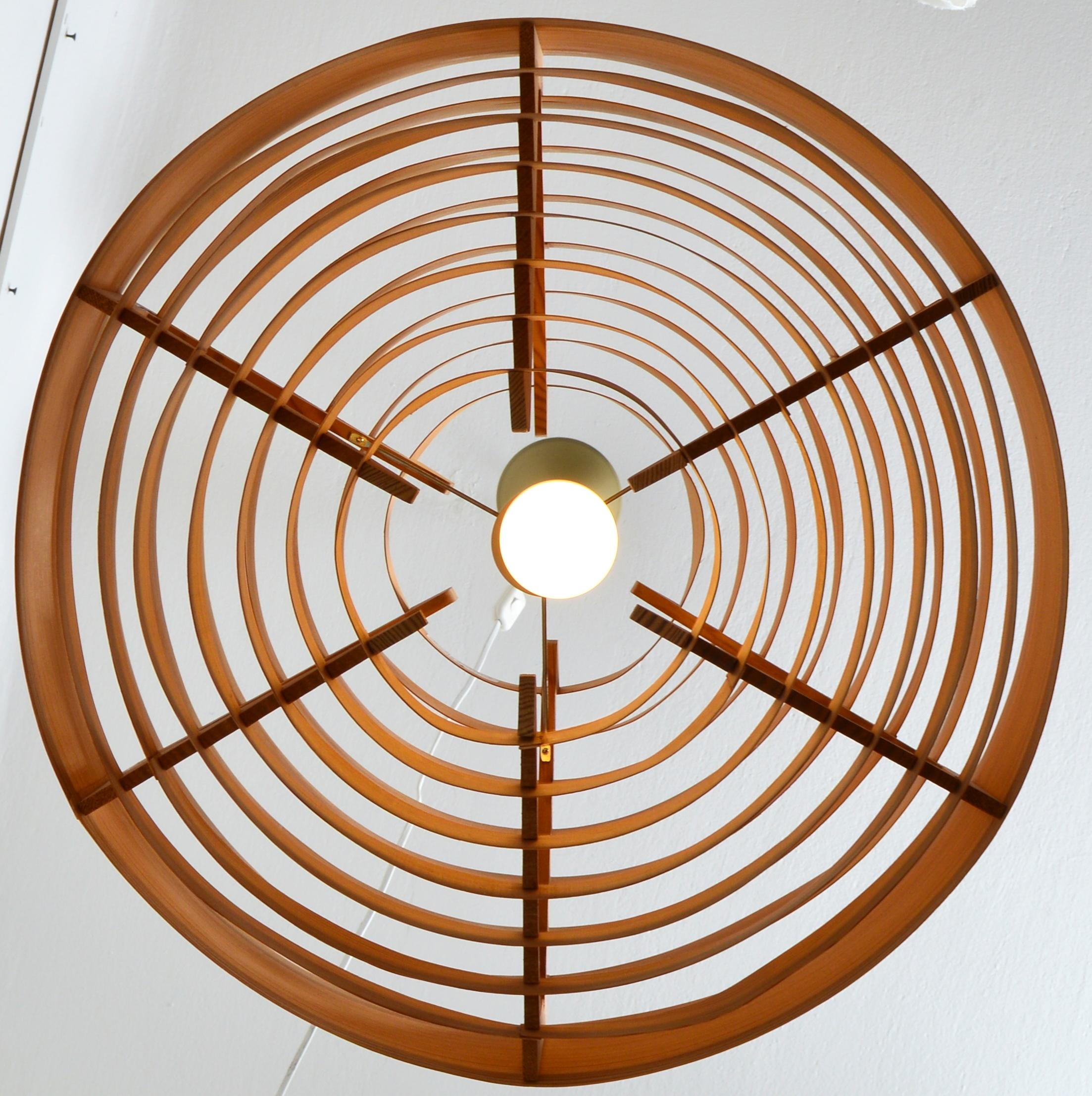 Suédois Hans-Agne Jakobsson, Large Pendant Light, Pine Veneer, Sweden, 1960s en vente