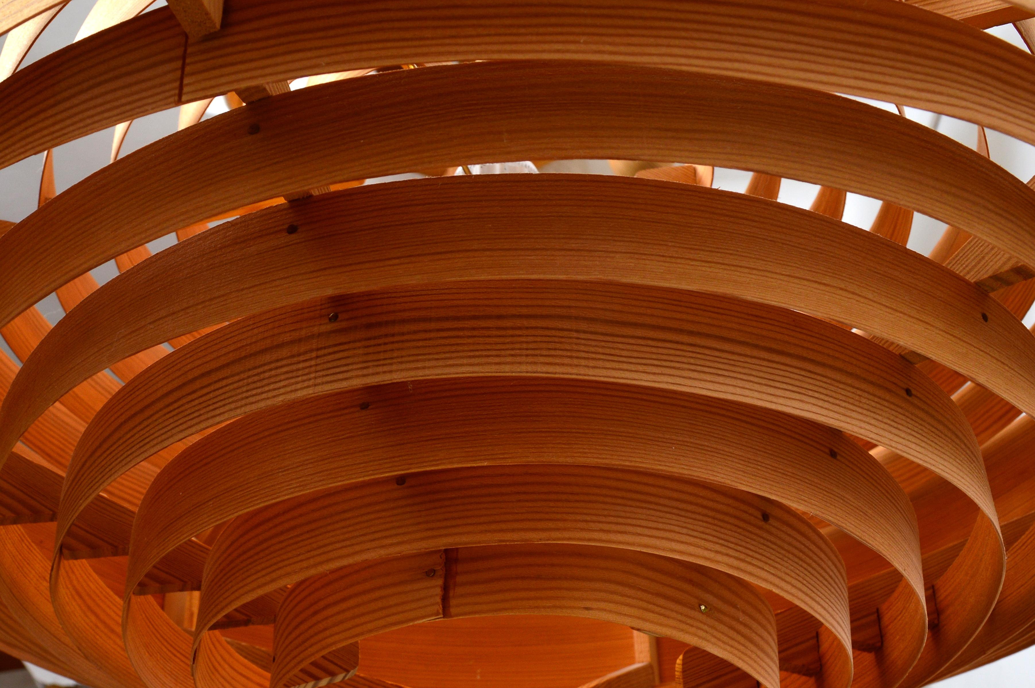 Hans-Agne Jakobsson, Large Pendant Light, Pine Veneer, Sweden, 1960s Bon état - En vente à Stockholm, SE