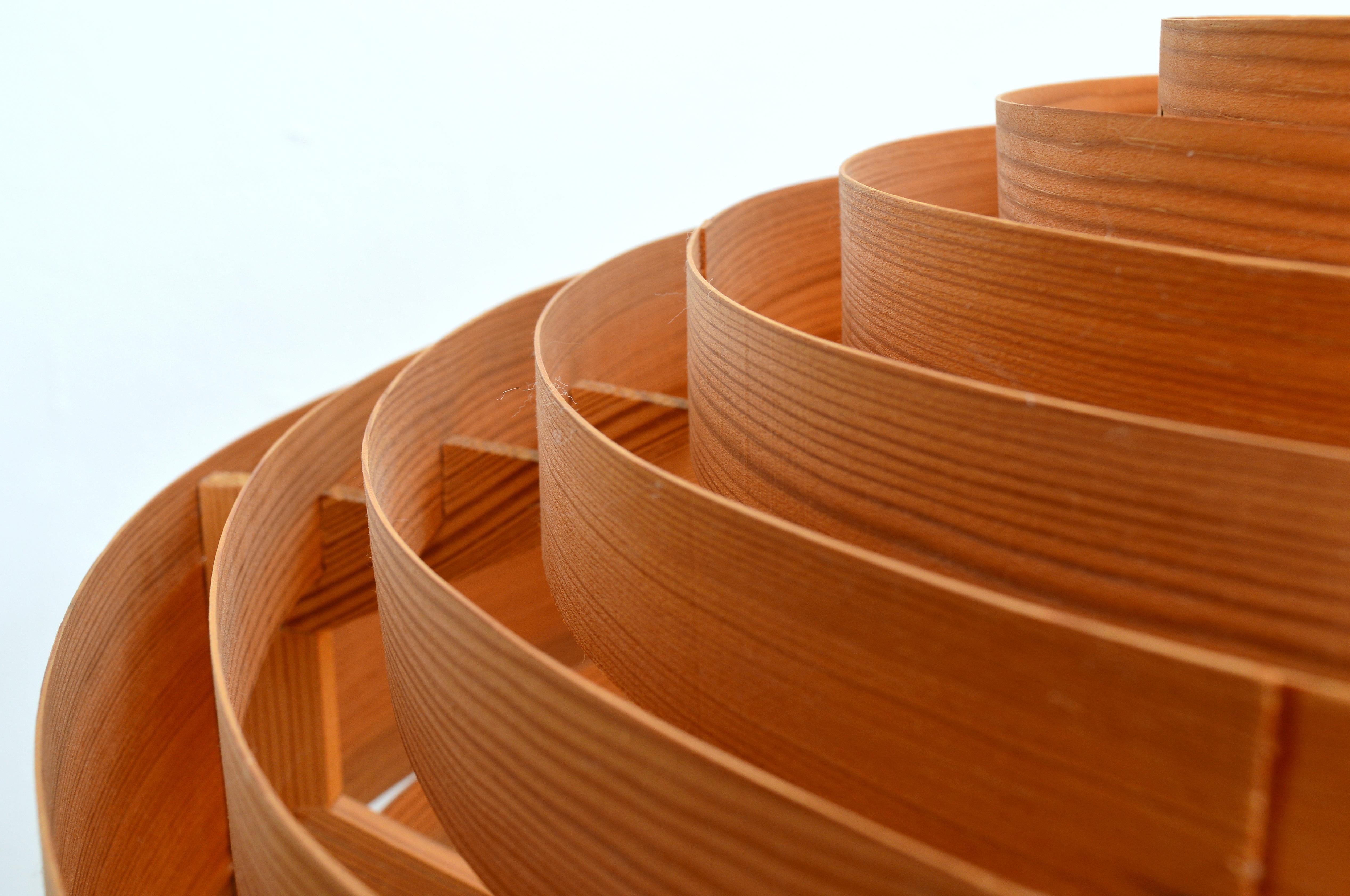 Milieu du XXe siècle Hans-Agne Jakobsson, Large Pendant Light, Pine Veneer, Sweden, 1960s en vente