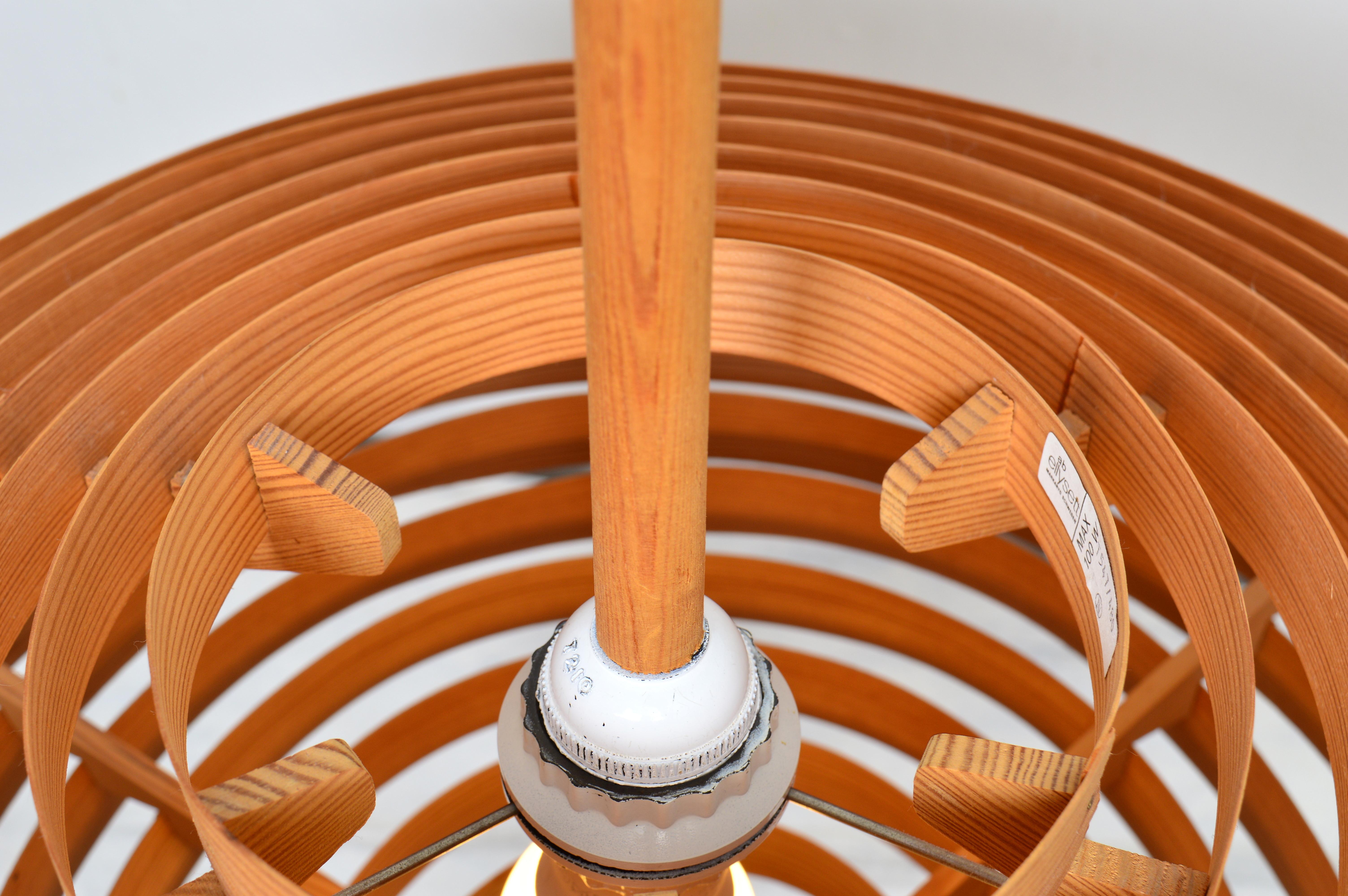 Hans-Agne Jakobsson, Large Pendant Light, Pine Veneer, Sweden, 1960s en vente 1