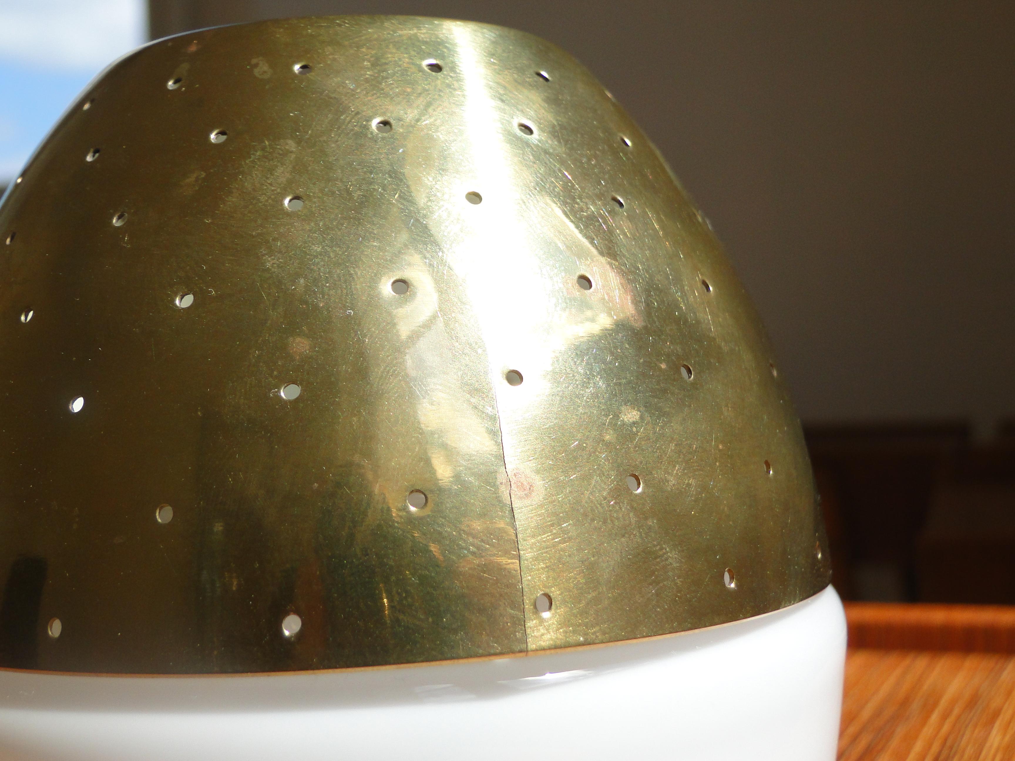 Hans Agne Jakobsson Markaryd Candle Lantern Tealight Brass Glass White Lamp In Good Condition For Sale In Lège Cap Ferret, FR