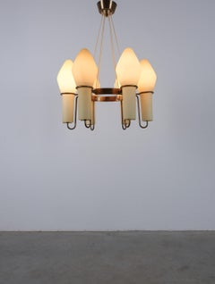 Lampadario a sei bracci di Hans-Agne Jakobsson in vetro di ottone, 1960