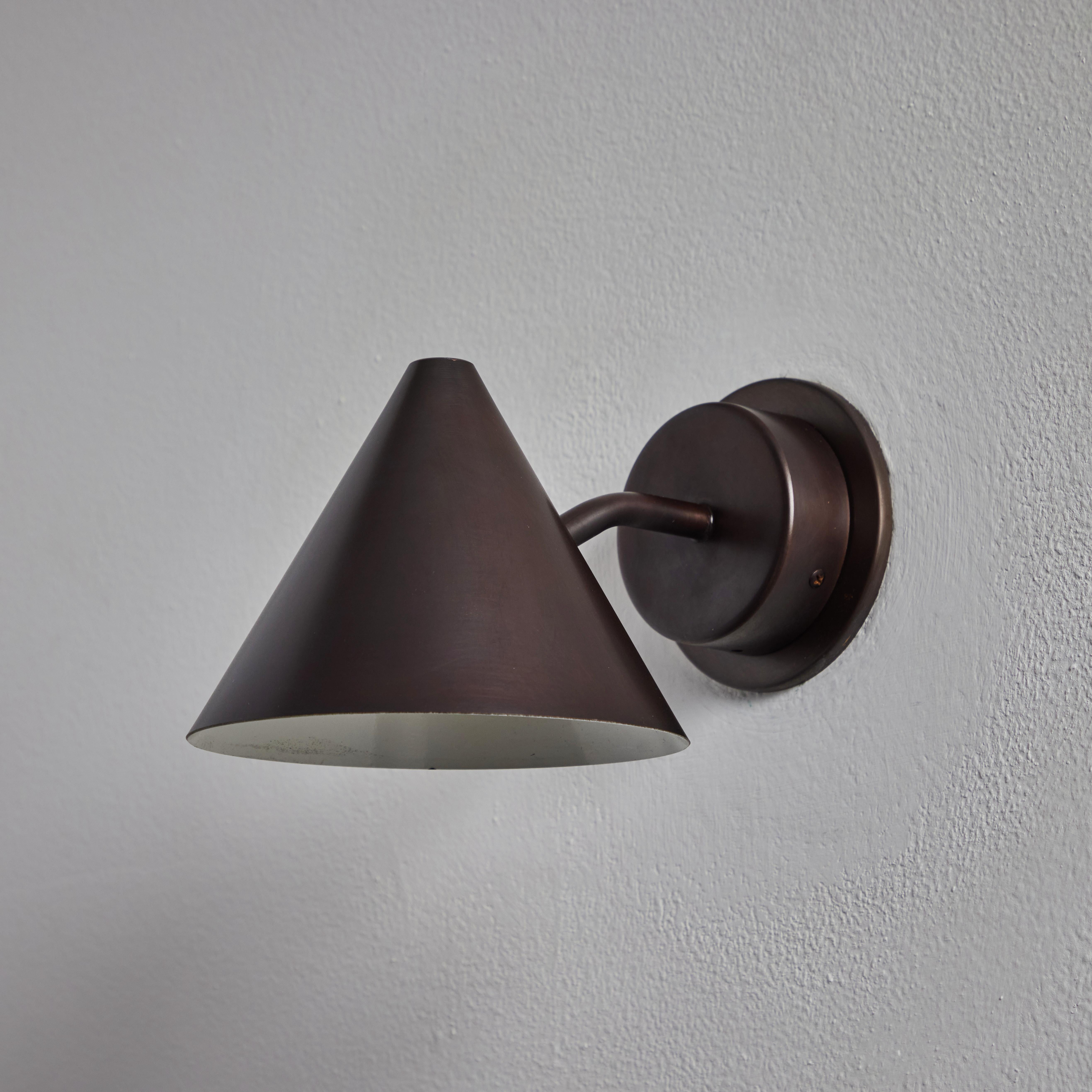 Metal Hans-Agne Jakobsson 'Mini-Tratten' Dark Brown Patinated Outdoor Sconce For Sale
