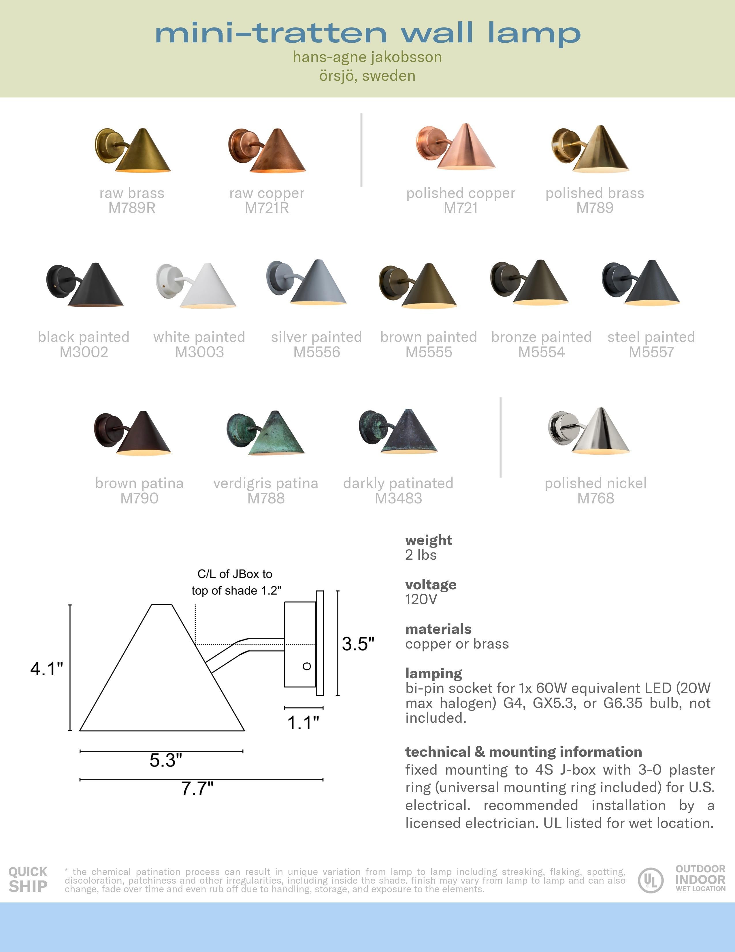 Applique d'extérieur Mini-Tratten patinée foncée de Hans-Agne Jakobsson en vente 3