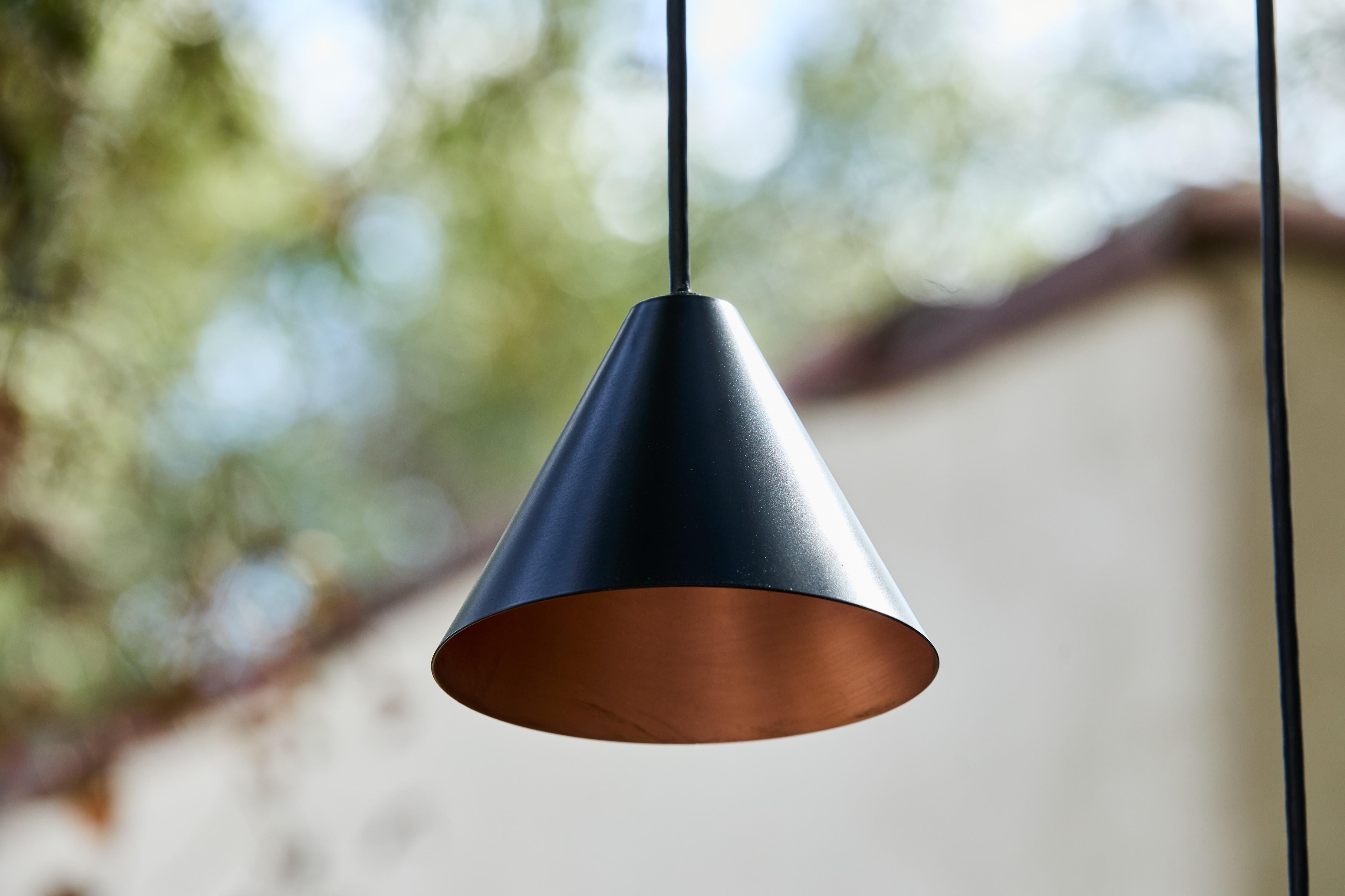Painted Hans-Agne Jakobsson 'Mini-Tratten' Outdoor Pendant in Black For Sale