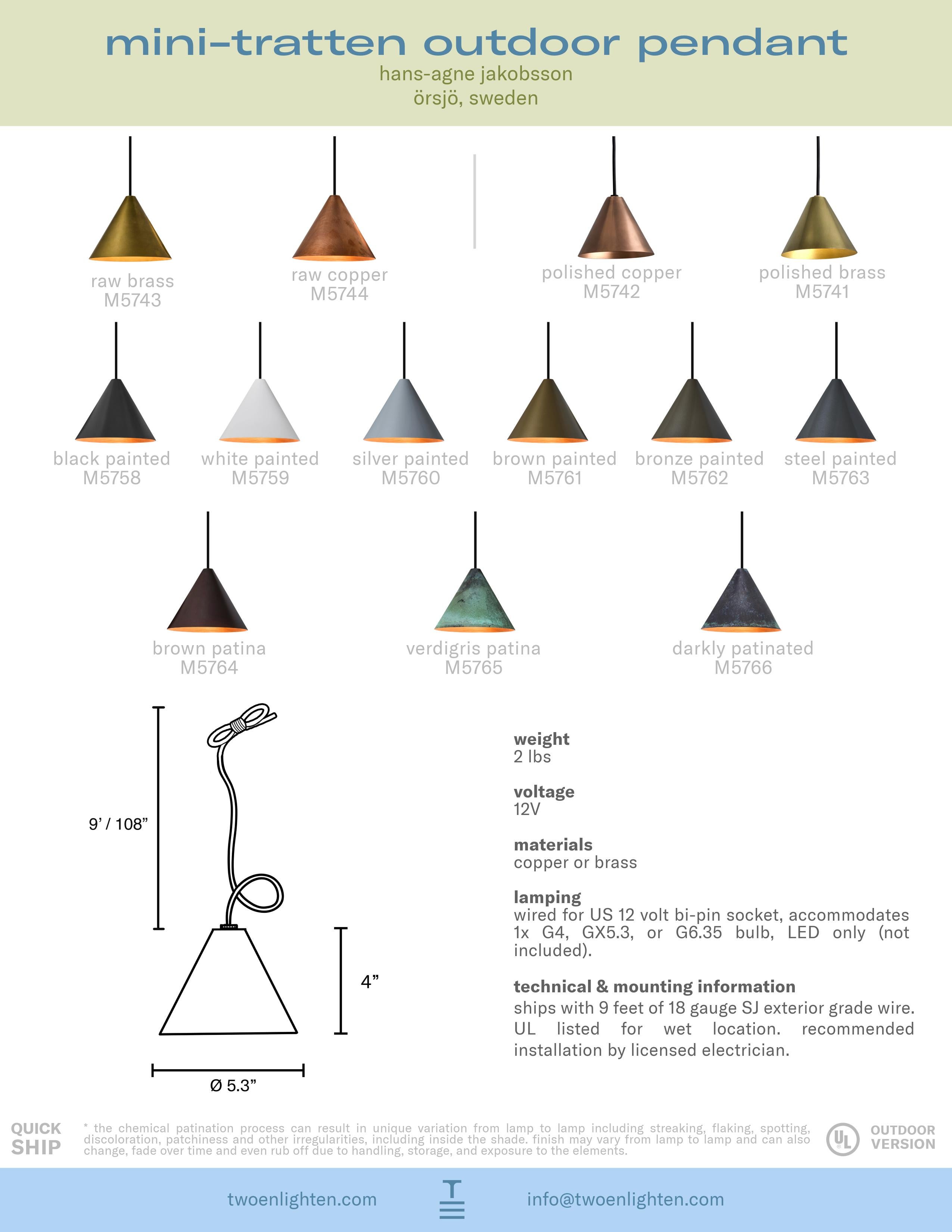 Hans-Agne Jakobsson 'Mini-Tratten' Outdoor Pendant in Brown For Sale 7