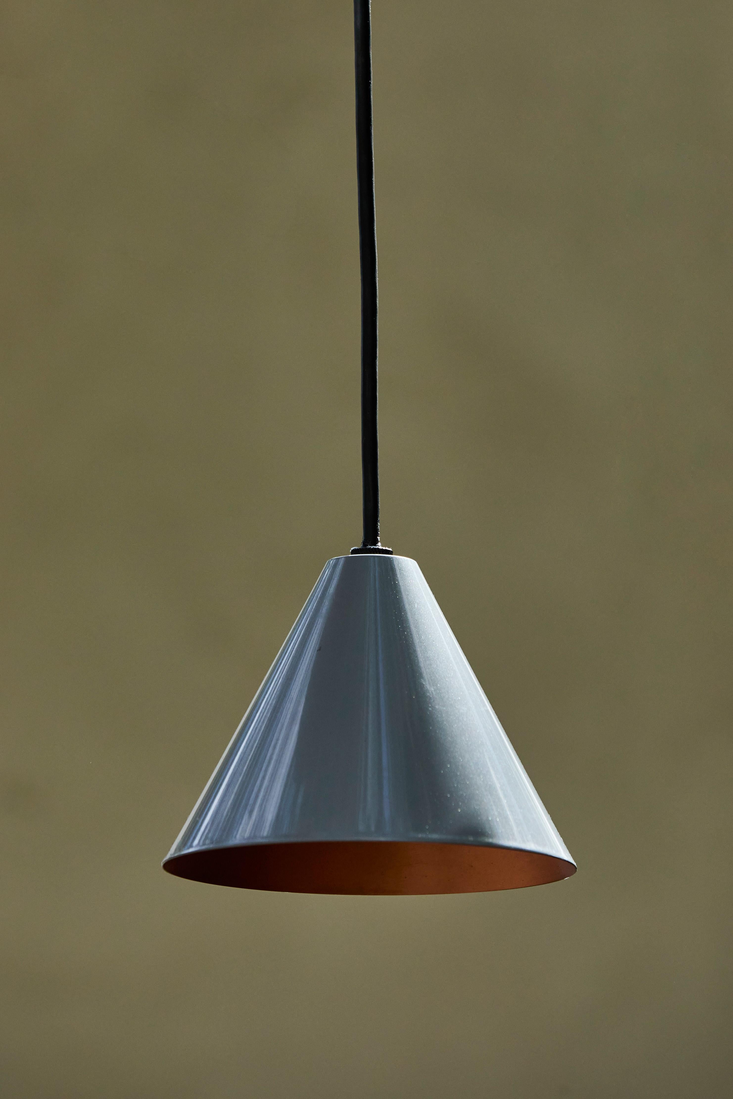 Scandinavian Modern Hans-Agne Jakobsson 'Mini-Tratten' Outdoor Pendant in Silver For Sale