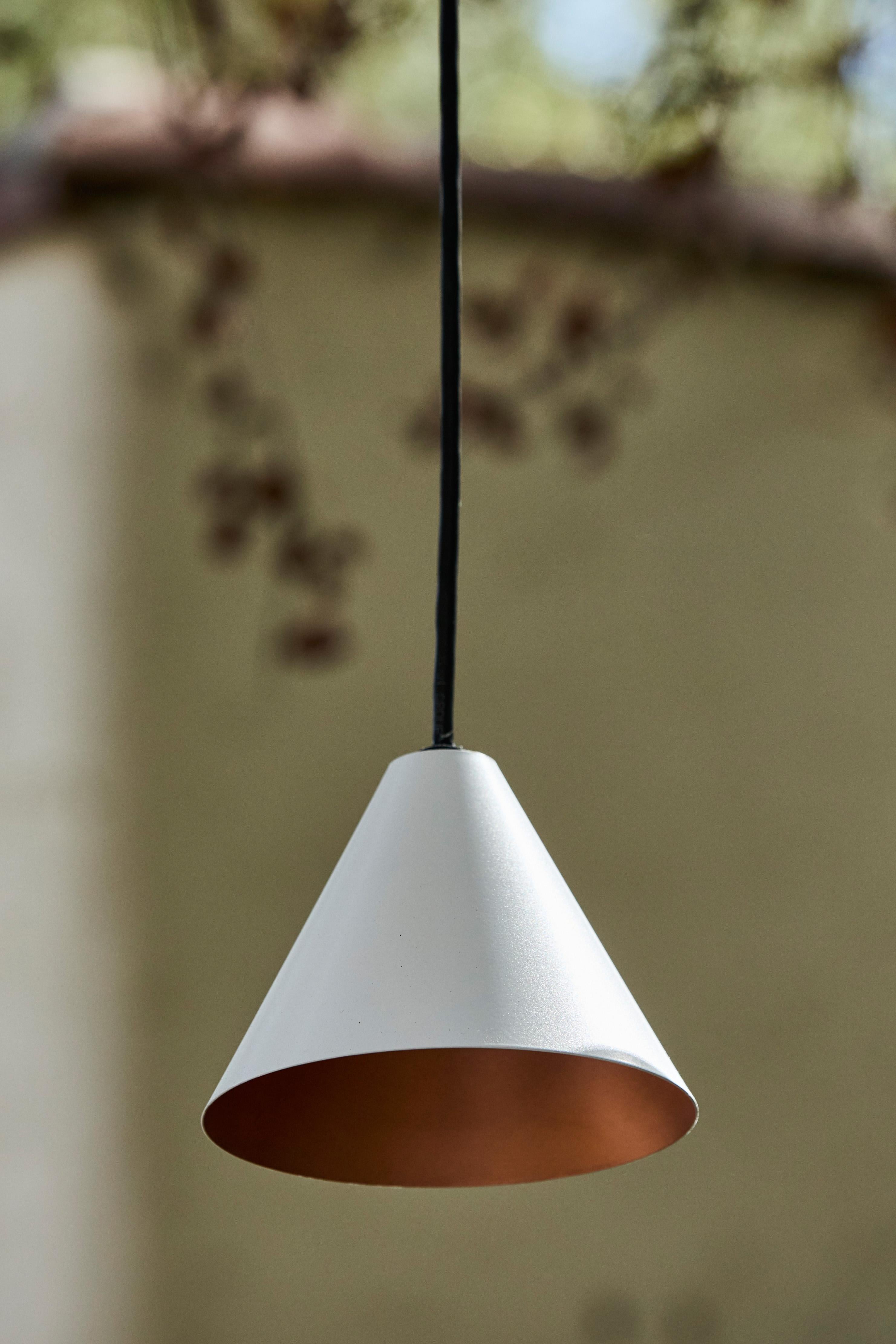 Painted Hans-Agne Jakobsson 'Mini-Tratten' Outdoor Pendant in White For Sale